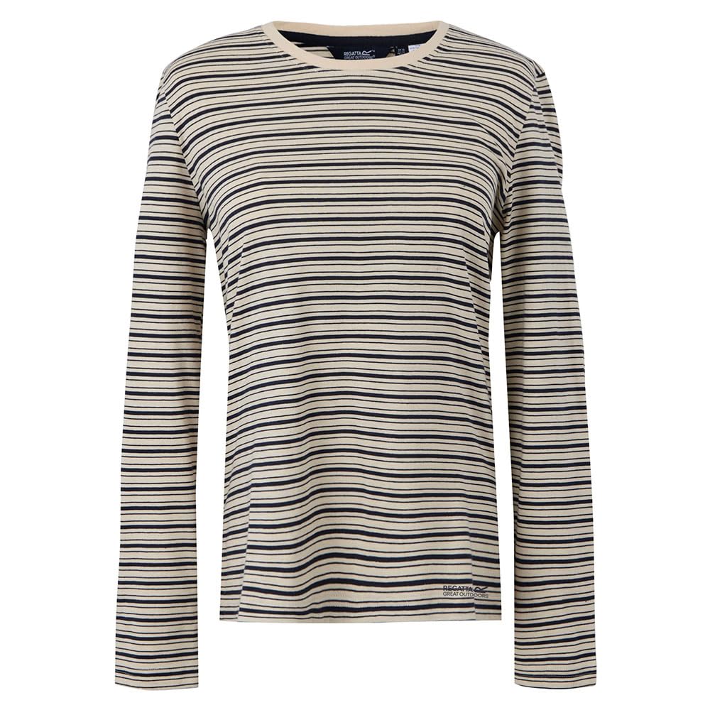 Regatta Women's Federica Crew Neck Striped Long Sleeve T-Shirt in Beige | Size: 14