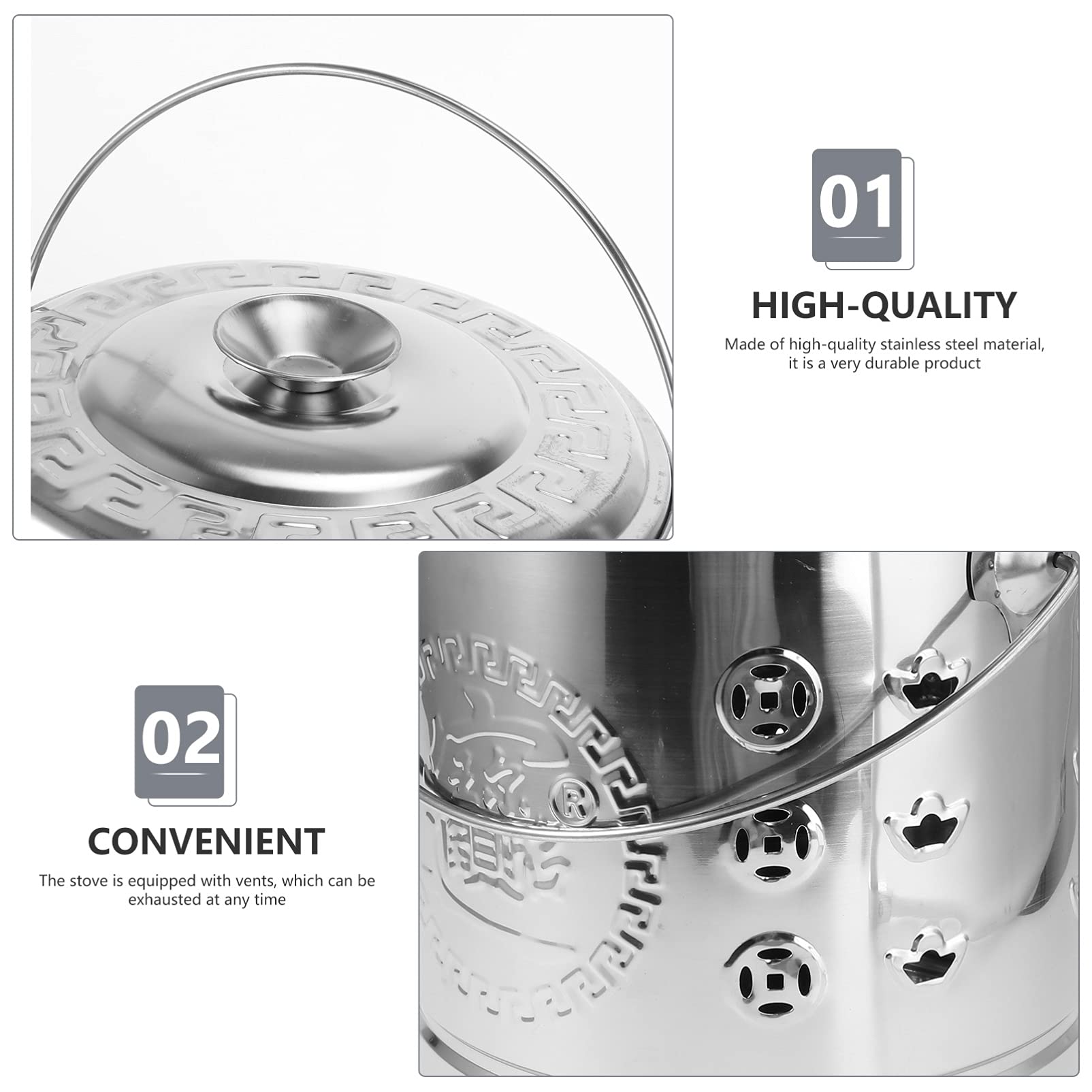 Happyyami 1Set in Acciaio Inox Bruciare Barile di Metallo Inceneritore può con Burning Tong Giardino Forno per Il Legno Spazzatura Foglie di Masterizzazione