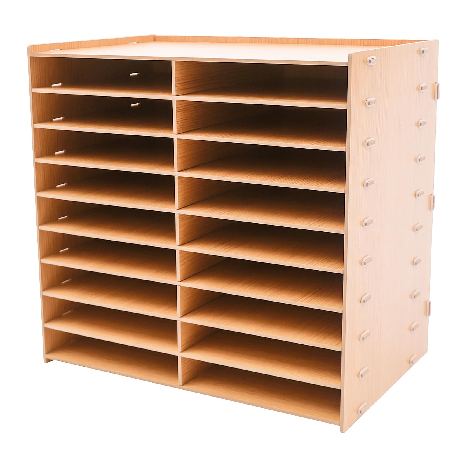 Organisateur de documents à 9 niveaux en chêne doré - Porte-documents et trieur de lettres pour bureau, maison et salle de classe