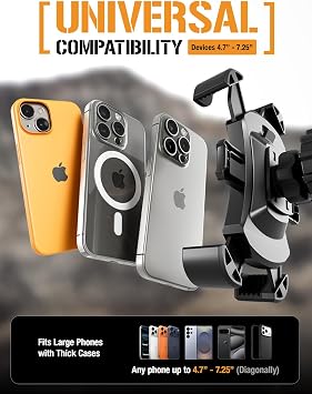 ToughTested Boom Cup Holder Phone Holder for Car - Adjustable Cell Phone Mount, No Vibration Heavy Duty Bendable Boom Arm, Expandable Grip, 360 Rotation with Quick Release Button, Case Friendly Design