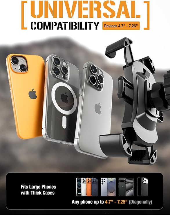 ToughTested Boom Cup Holder Phone Holder for Car - Adjustable Cell Phone Mount, No Vibration Heavy Duty Bendable Boom Arm, Expandable Grip, 360 Rotation with Quick Release Button, Case Friendly Design