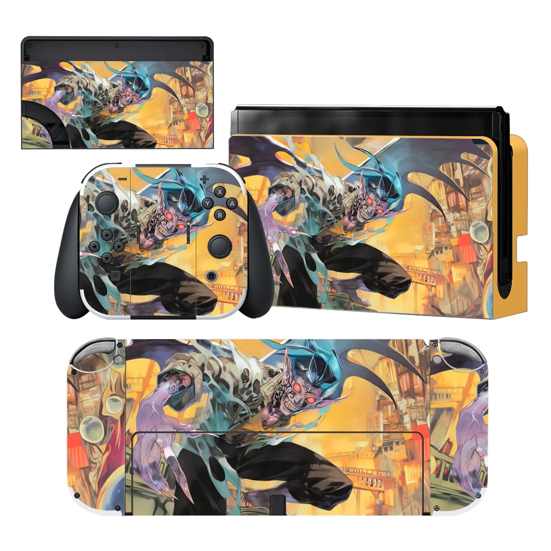 PlayVital Pegatina Protectora Completa para Nintendo Switch OLED - Calcomanías Decorativas para Joy-con y Consola, Skin Stickers Adhesivos (Azul Nebula) — view 28