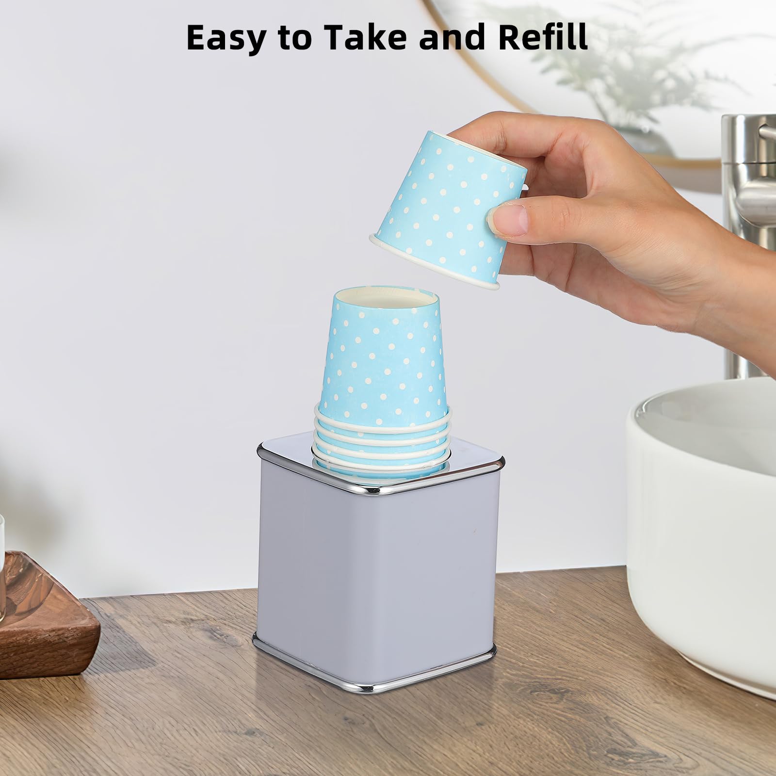 Amazon.com: DOITOOL Bathroom Cup Dispenser, 3oz Dixie Cup Dispenser with 10 Paper  Cups, Dust-Proof Disposable Paper Cups Holder Mouthwash Holder for Bathroom  Vanity Countertops : Home & Kitchen