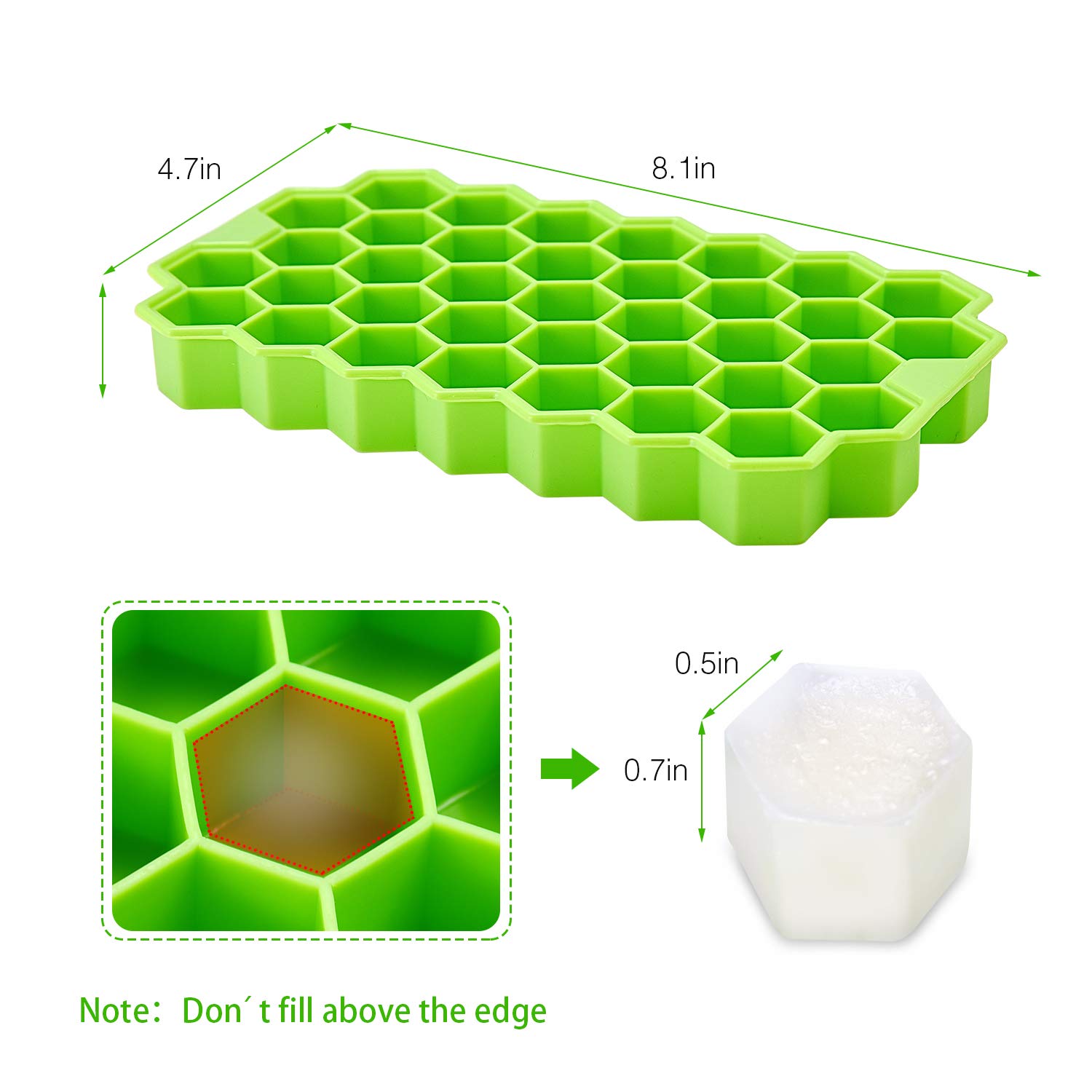 Rechishre Lot de 2 bacs à glaçons avec couvercles, en gel de silice flexible et sans BPA avec couvercle amovible pour boissons fraîches, whisky et cocktails