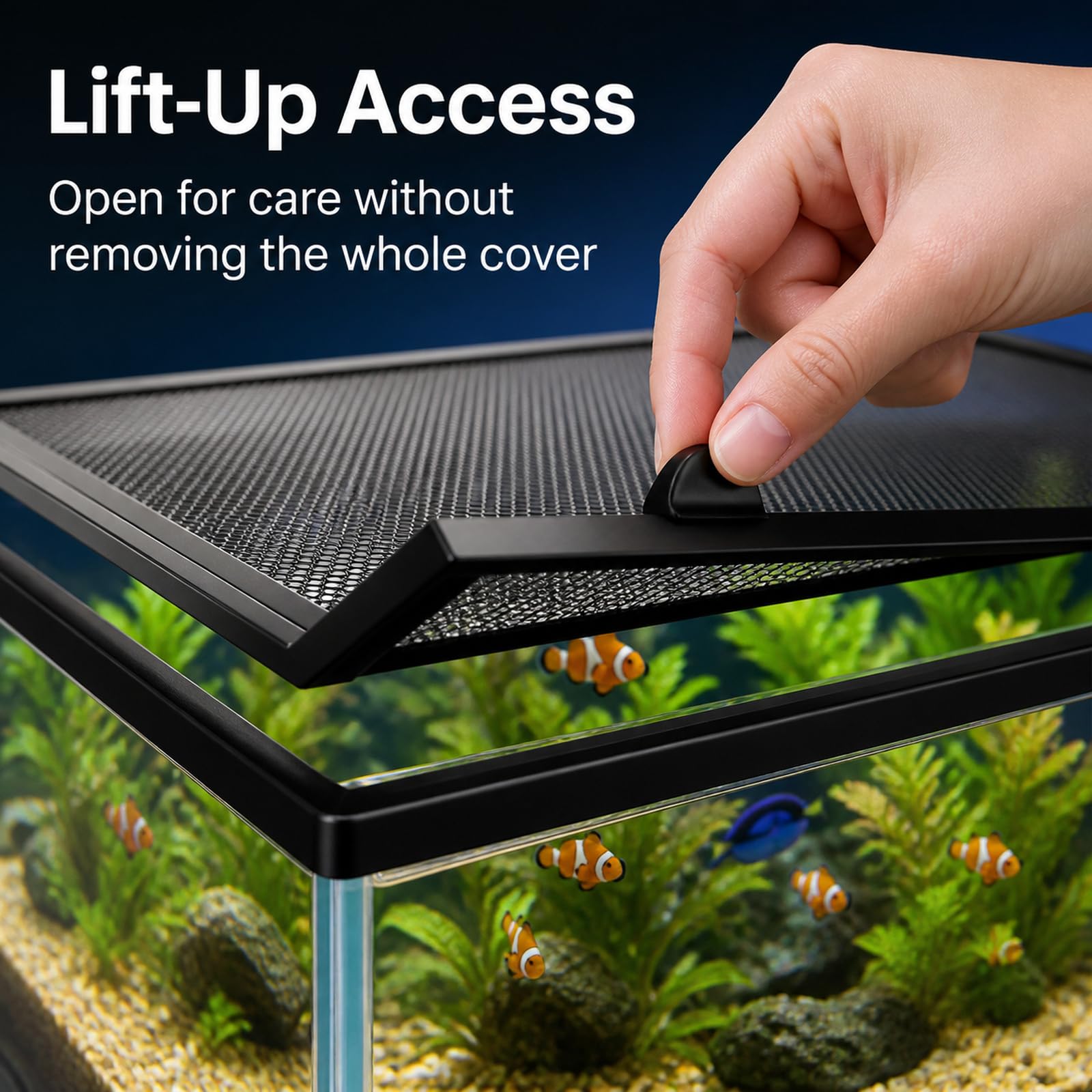Aquariumabdeckung aus Netzgewebe,Magnetisches Aquarium Anti Spring Netz,Fischs Aquarium Anti-Jumping Netzabdeckung,Ventilation,Transparency,für Fischen und Reptilien