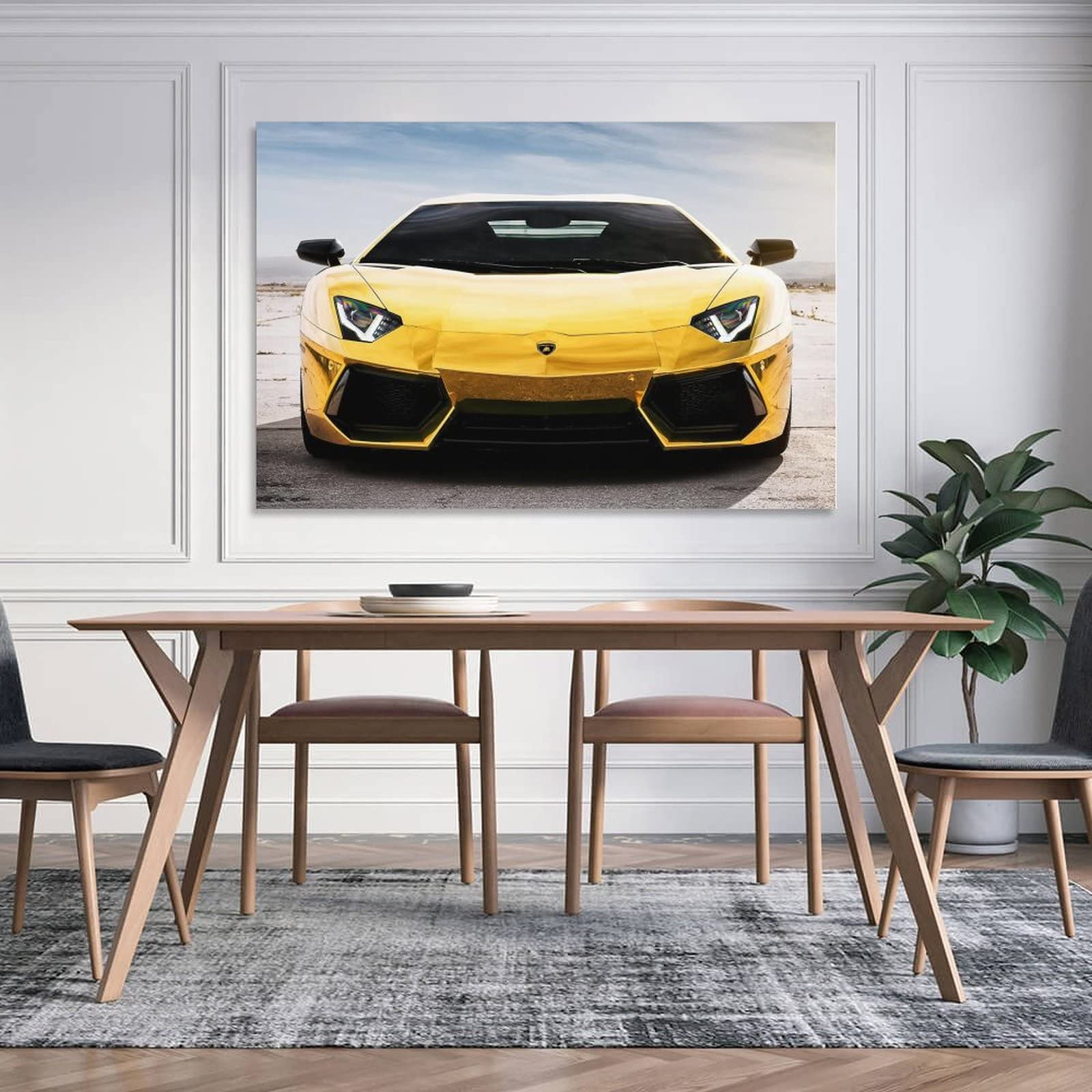 JUNNA Poster Sur Toile Lamborghini Aventador - Décoration Murale Voiture Sport 40x60 Cm