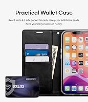 Vista 2 de GOOSPERY Bluemoon - Cartera compatible con iPhone 13 Pro Max, funda de piel sintética de alta calidad, soporte para tarjeta con tapa para teléfono