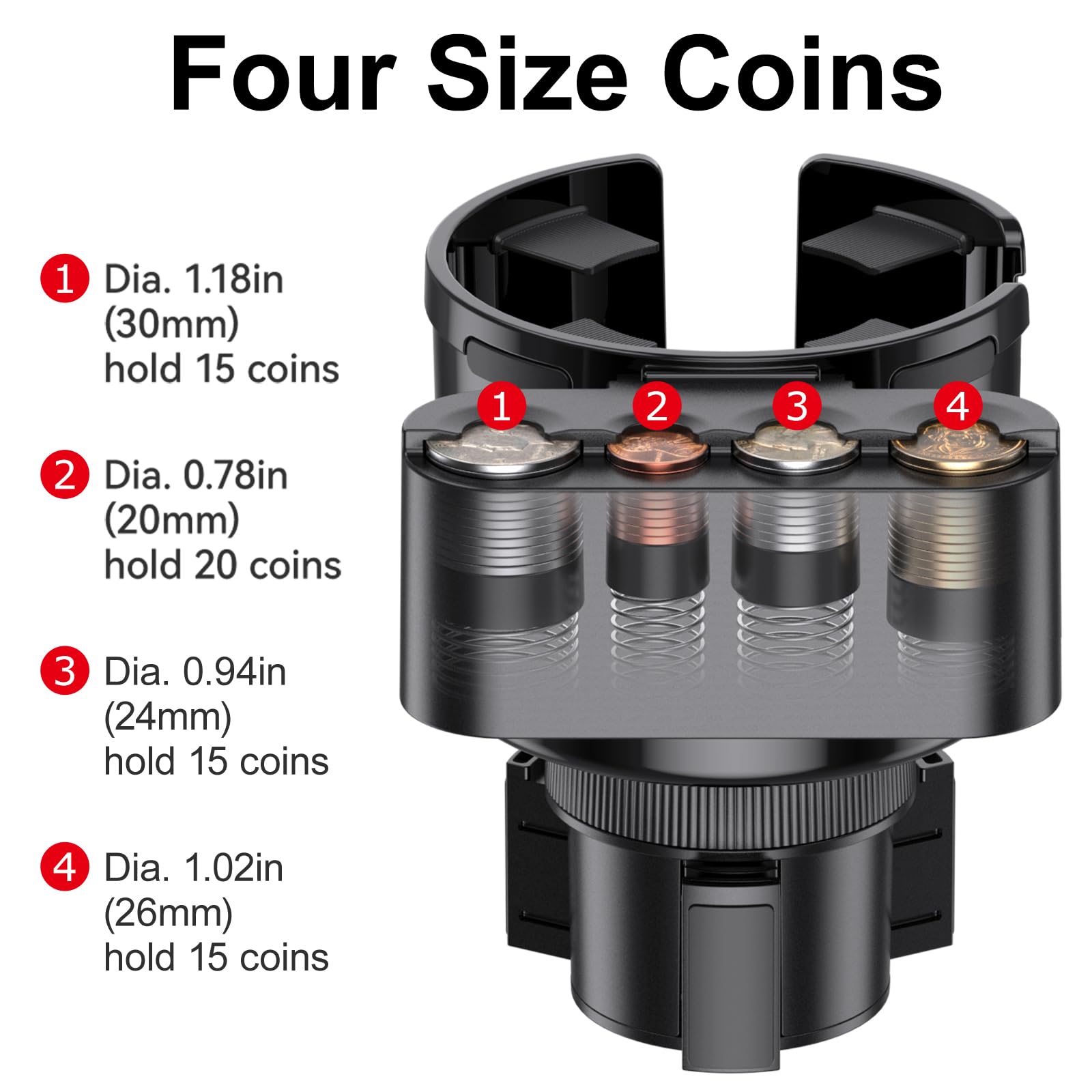 HZGAMER 2 in 1 Car Cup Holder Expander and Coin Holder, Car Cup Holder with Offset Adjustable Base, Compatible with Hydro Flasks 32/40oz and Yeti Ramblers 20/24/36/46oz, 3.4