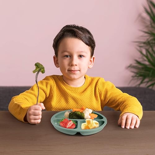 Miniatura 3 de Placas de succión para bebé, paquete de 3, platos divididos para niños pequeños, platos para bebés 100% de silicona de grado alimenticio, sin BPA,