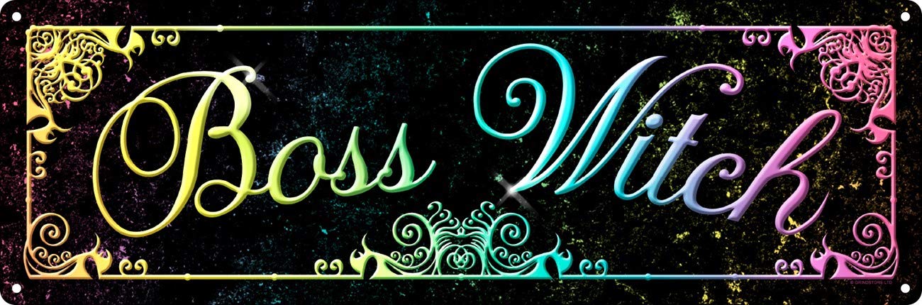 Grindstore Nc Boss Witch Black Slim Tin Sign 30.5X10.1cm
