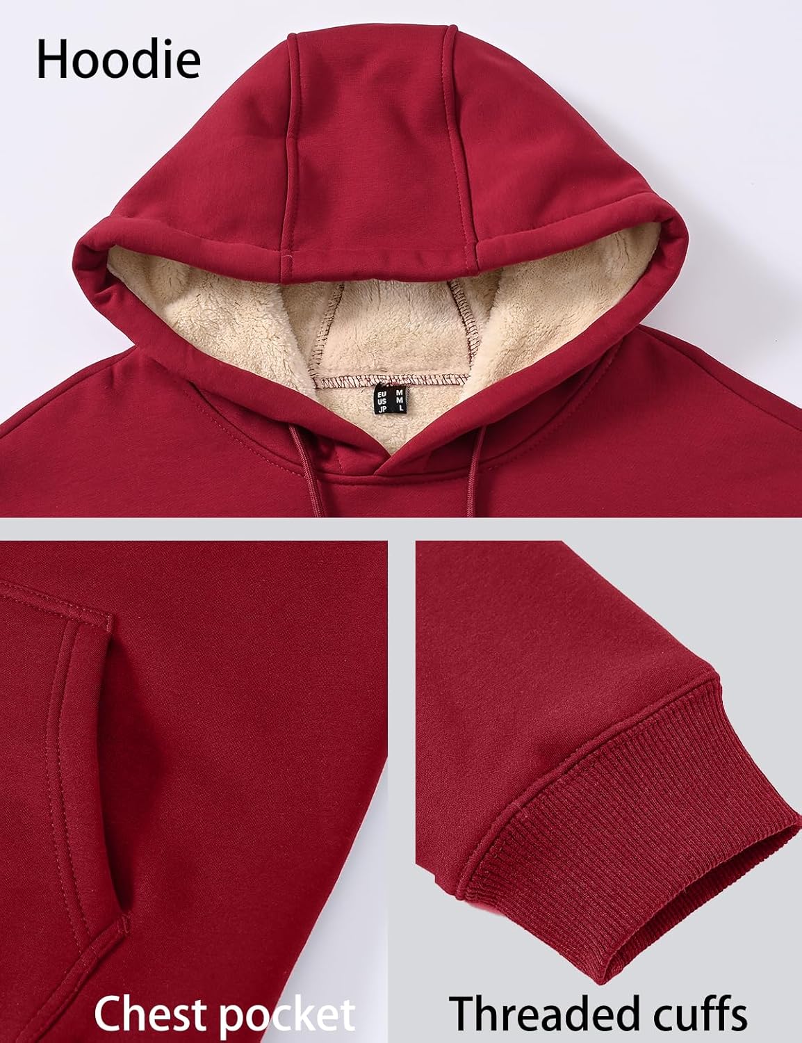 Tansozer Men's Sherpa Pullover Hoodie Heavy Thick Fleece Lined Winter Windproof Warm Athletic Sweatshirts - Image 2