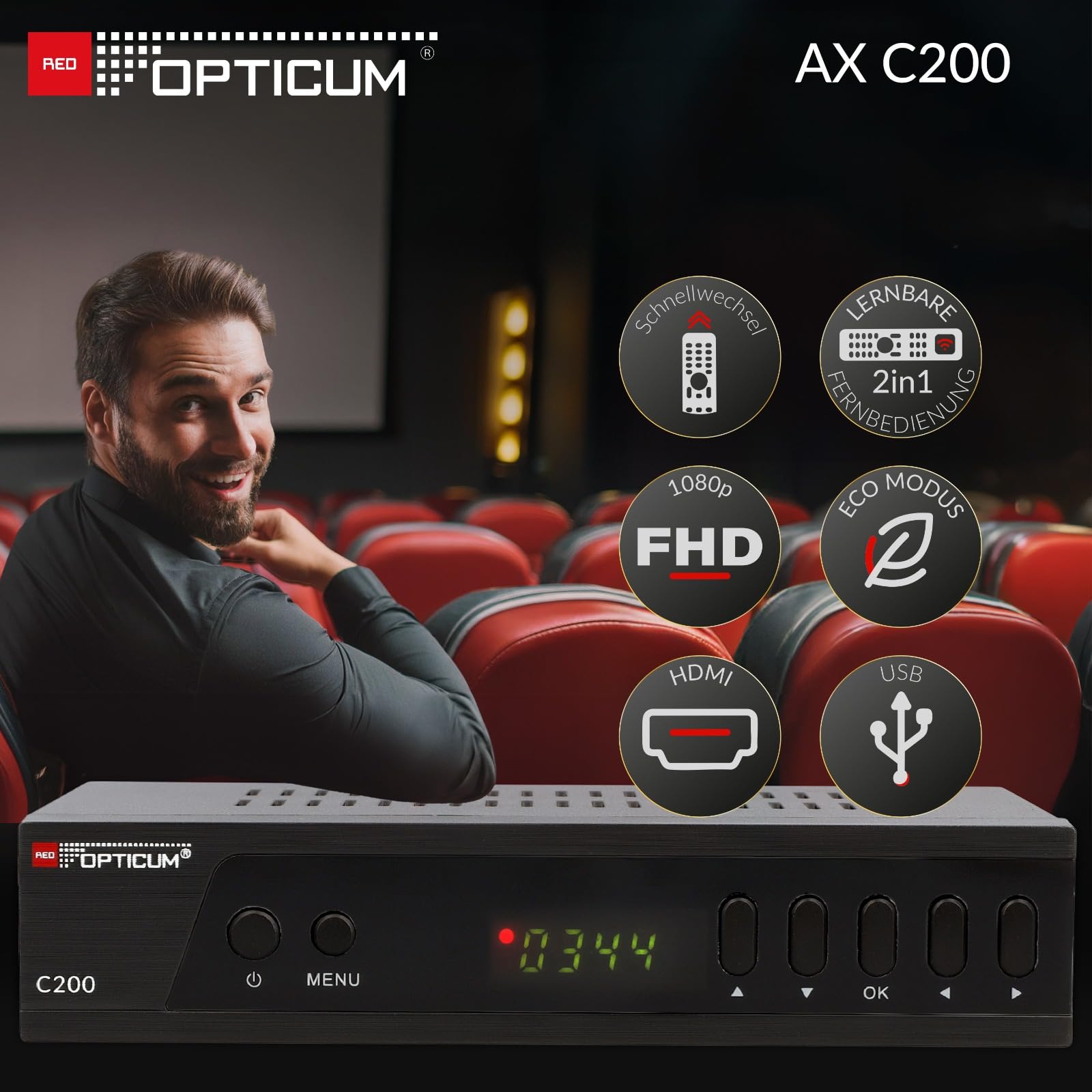 Opticum C200 Full HD DVB-C Kabel Receiver mit PVR Aufnahmefunktion HDMI SCART USB