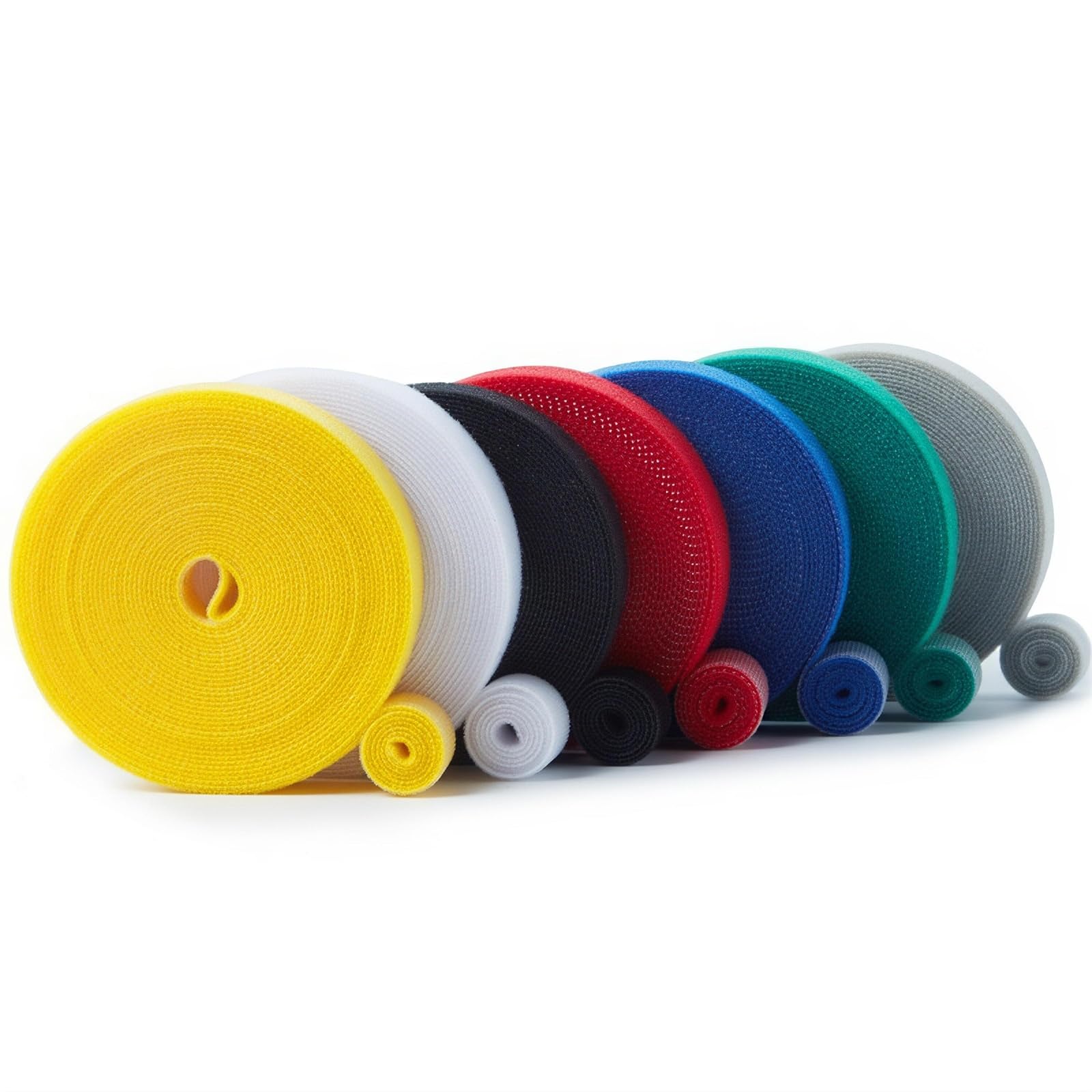 Cravatte da giardino riutilizzabili con gancio e anello, 5 pezzi, regolabili per piante bianche, delicate sulle piante, uso interno ed esterno (larghezza 14,5 mm x lunghezza 50 m)