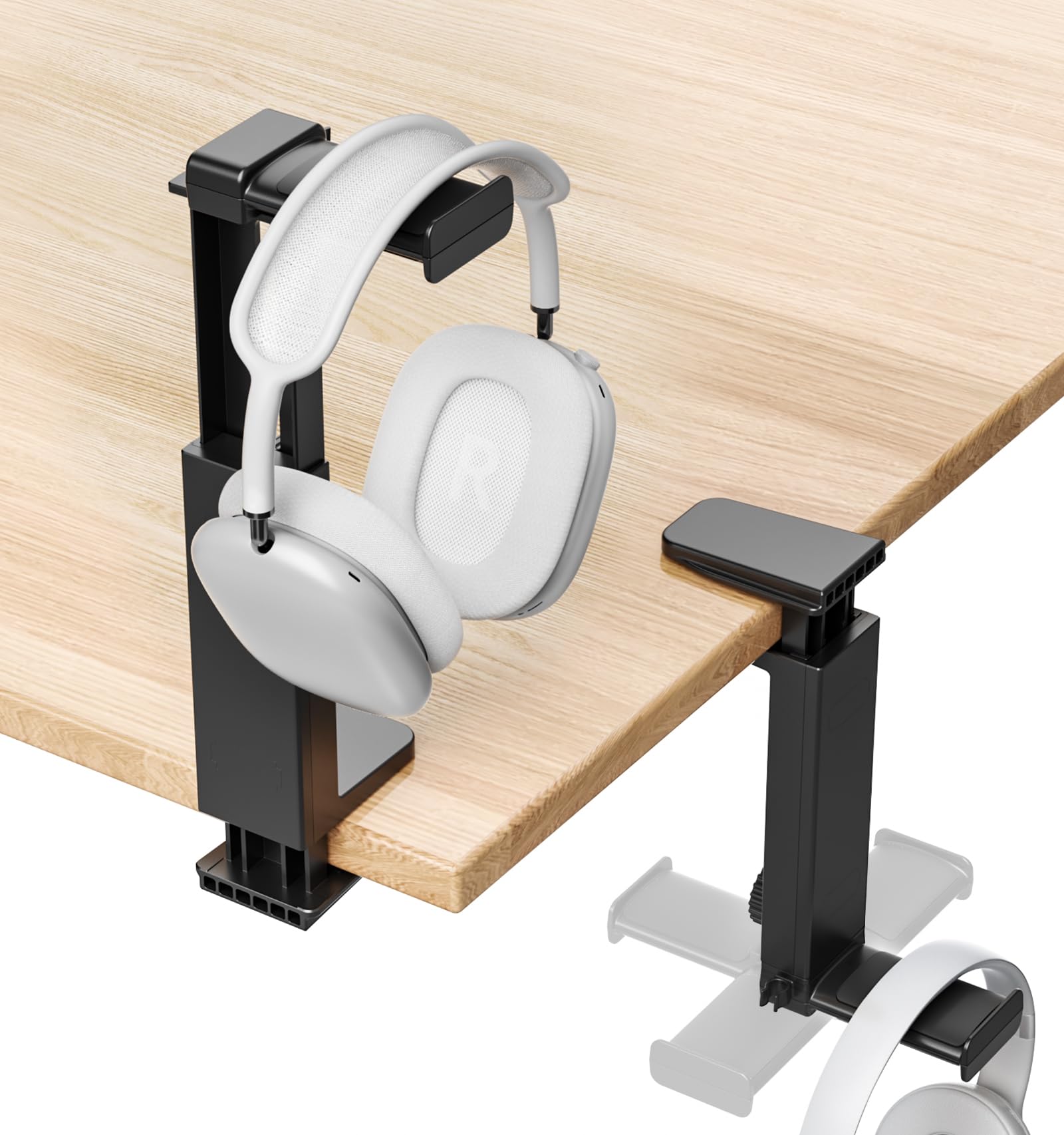 Universal Soporte para Auriculares Escritorio con Ajuste de Altura, Soporte Cascos Gaming Sobre & Debajo de Mesa para Auriculares Inalambricos, 360°Giratorio Colgador Casco, Set Up Gaming Accesorios