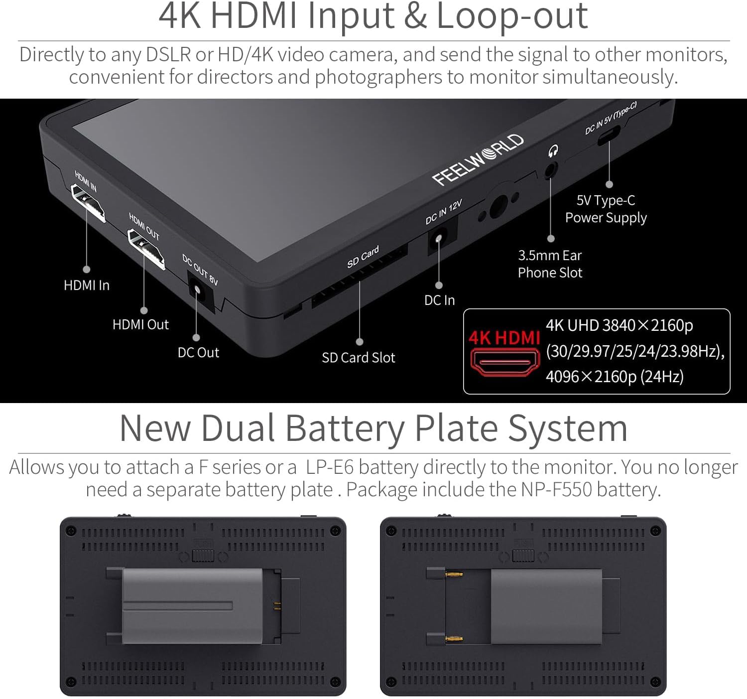 Amazon | FEELWORLD F6 Plus V2 6インチ デジタル一眼レフカメラ 