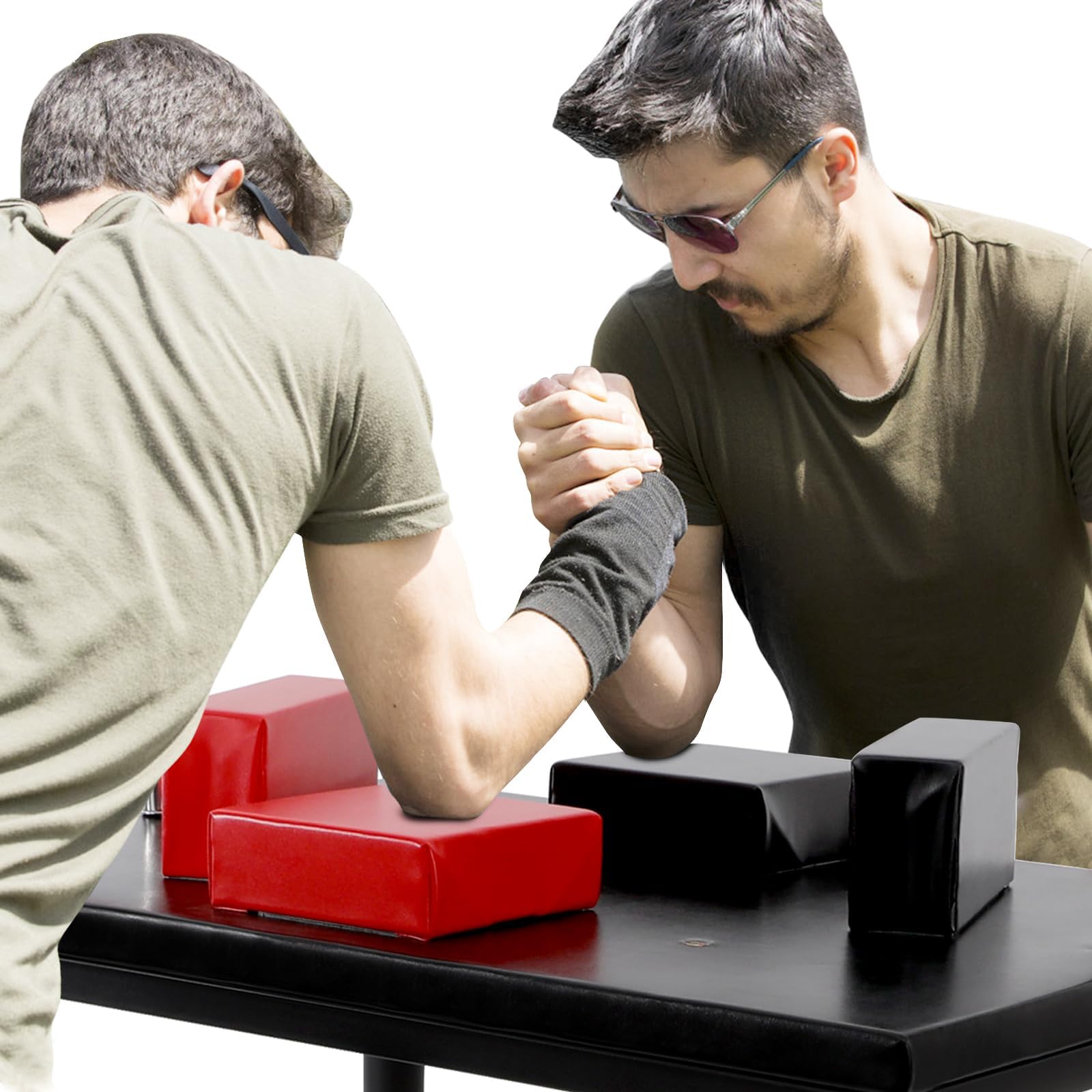 Professional Arm Wrestling Table - Heavy Duty 2200 LBS Capacity, Adjustable Elbow Pads, For Gym Or Home (Black & Red)
