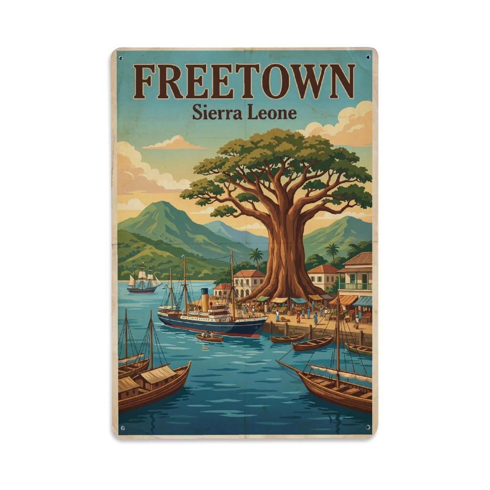 Metal Tin Sign Retro Sierra Leone Freetown Travel