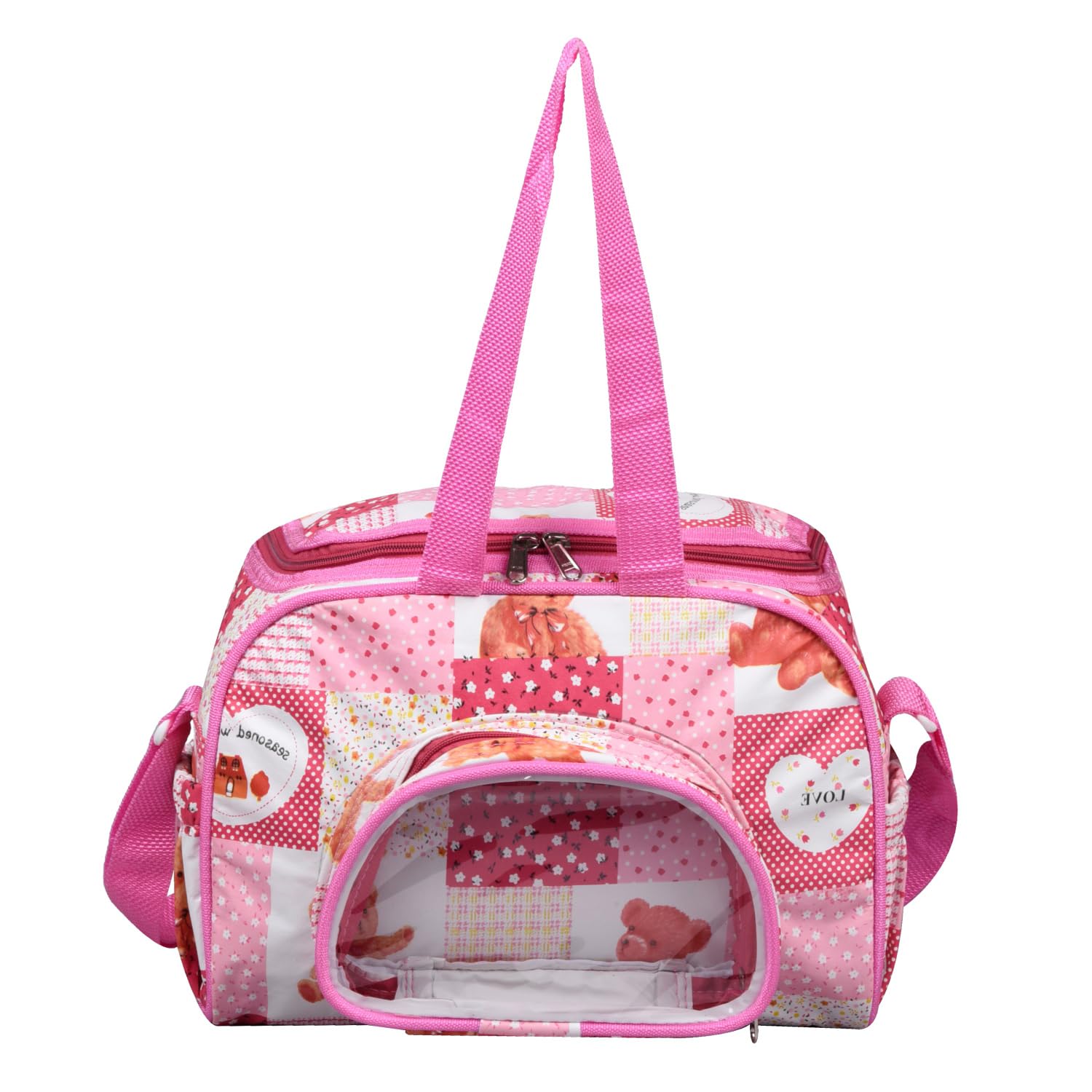 Baby Diaper Bag | Maternity Diaper Changing Bag | Diaper Bag for Mothers | Transparent D Pocket Baby Bag with Strap | Pink-image-40