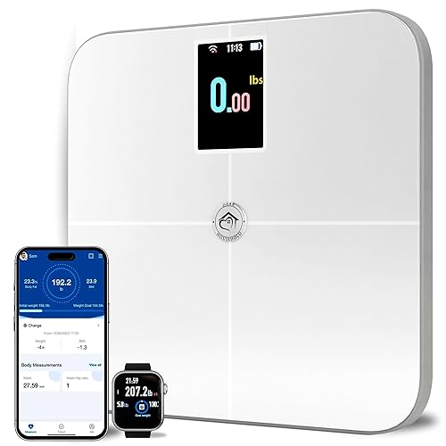 Báscula digital inteligente de peso corporal FSA o HSA elegible - 4 electrodos - 25+métricas - Recargable - WiFi y Bluetooth - Análisis de cuerpo