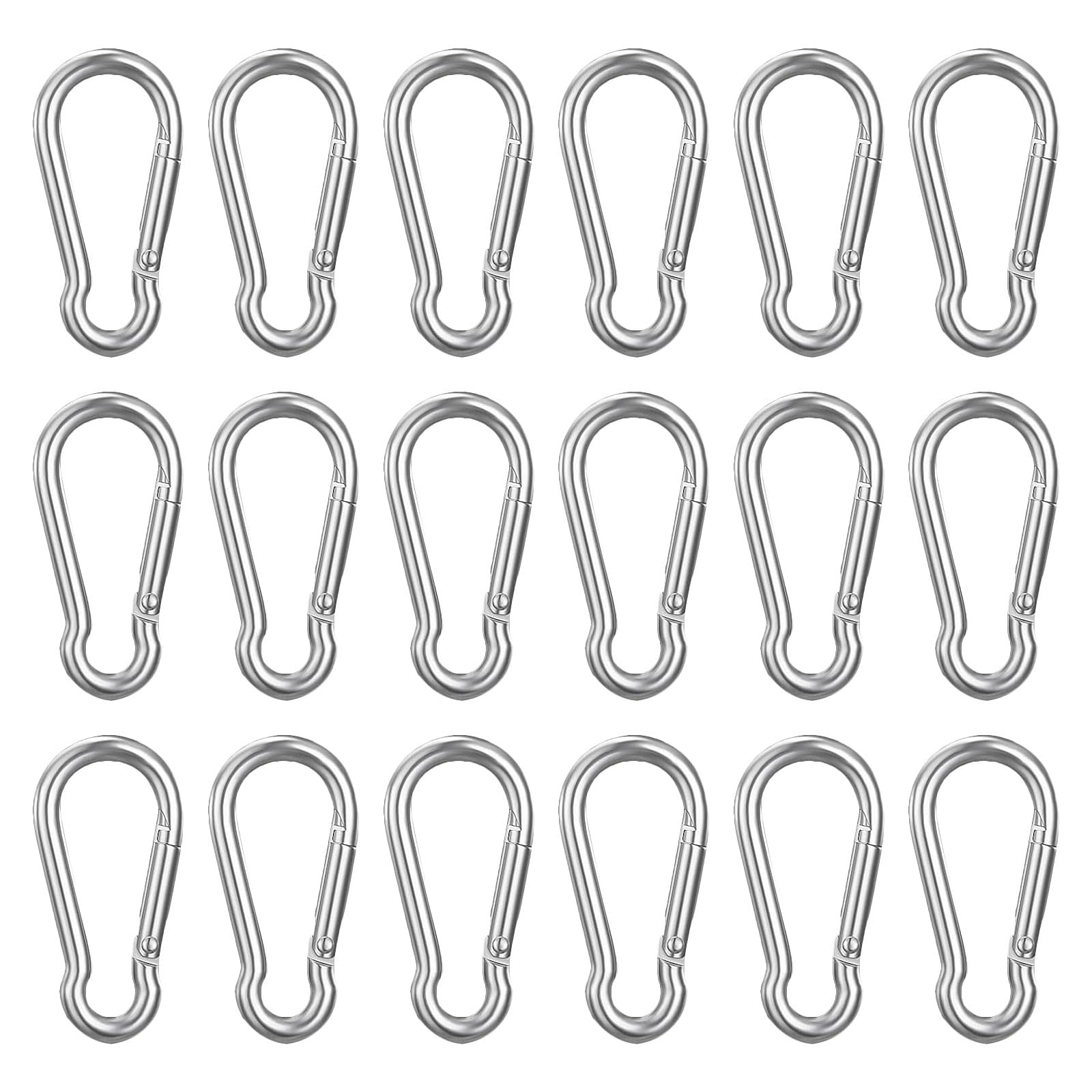 Mosquetones，18 Piezas Mosquetón de Acero Inoxidable M5, 50 x 5 mm, Carabiner para Llavero, Camping, Pesca y Senderismo