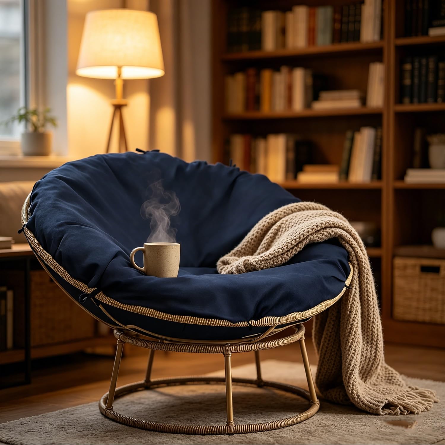 Housse de Coussin Papasan Housse de Coussin de Chaise Papasan résistante à l'eau faciles à Nettoyer pour intérieur et extérieur Tissu Oxford 210D avec Fermeture(Dark Gray,130cm/51.2in)