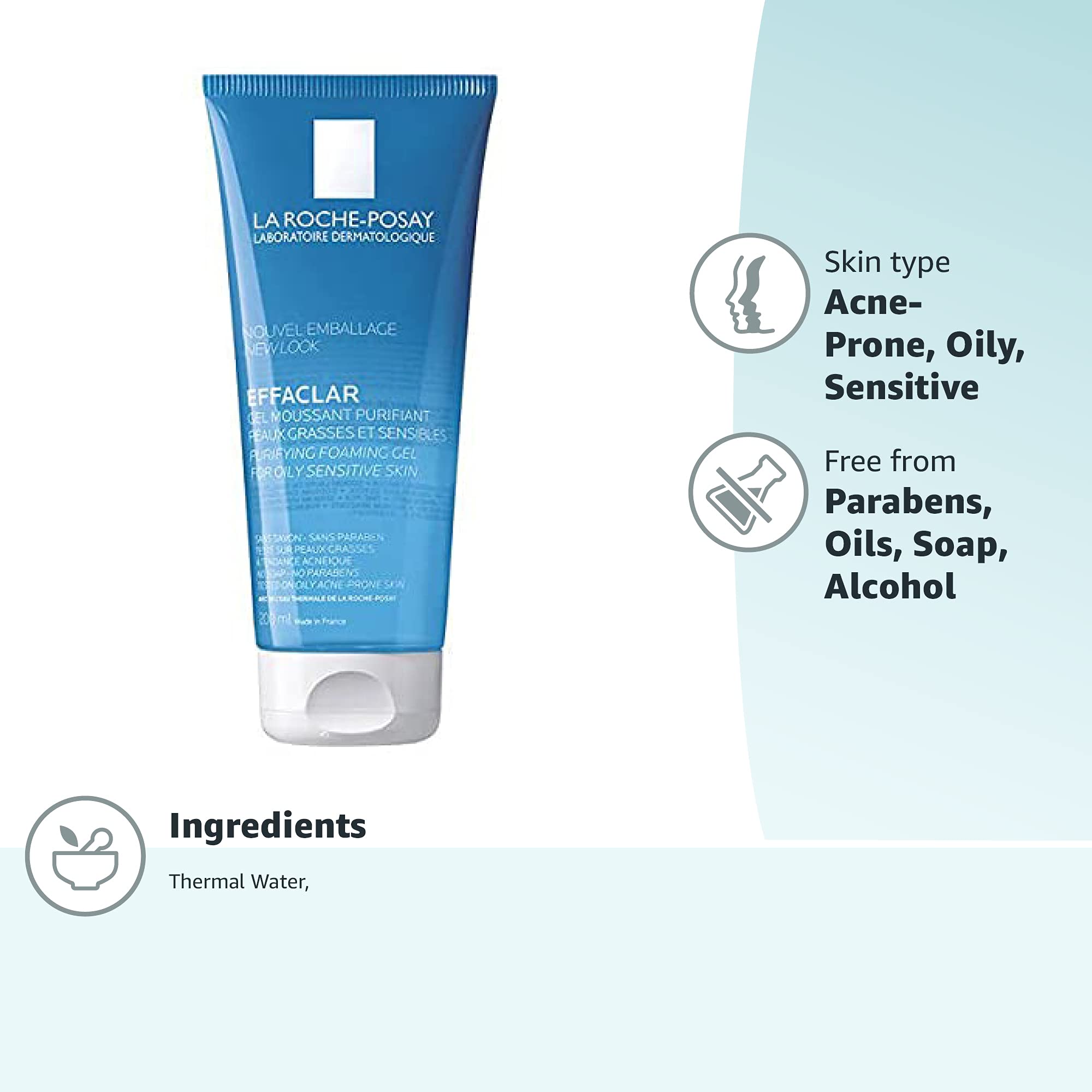 La RochePosay Effaclar Purifying Foaming Gel Cleanser for Oily Skin, Daily Face Wash to Remove