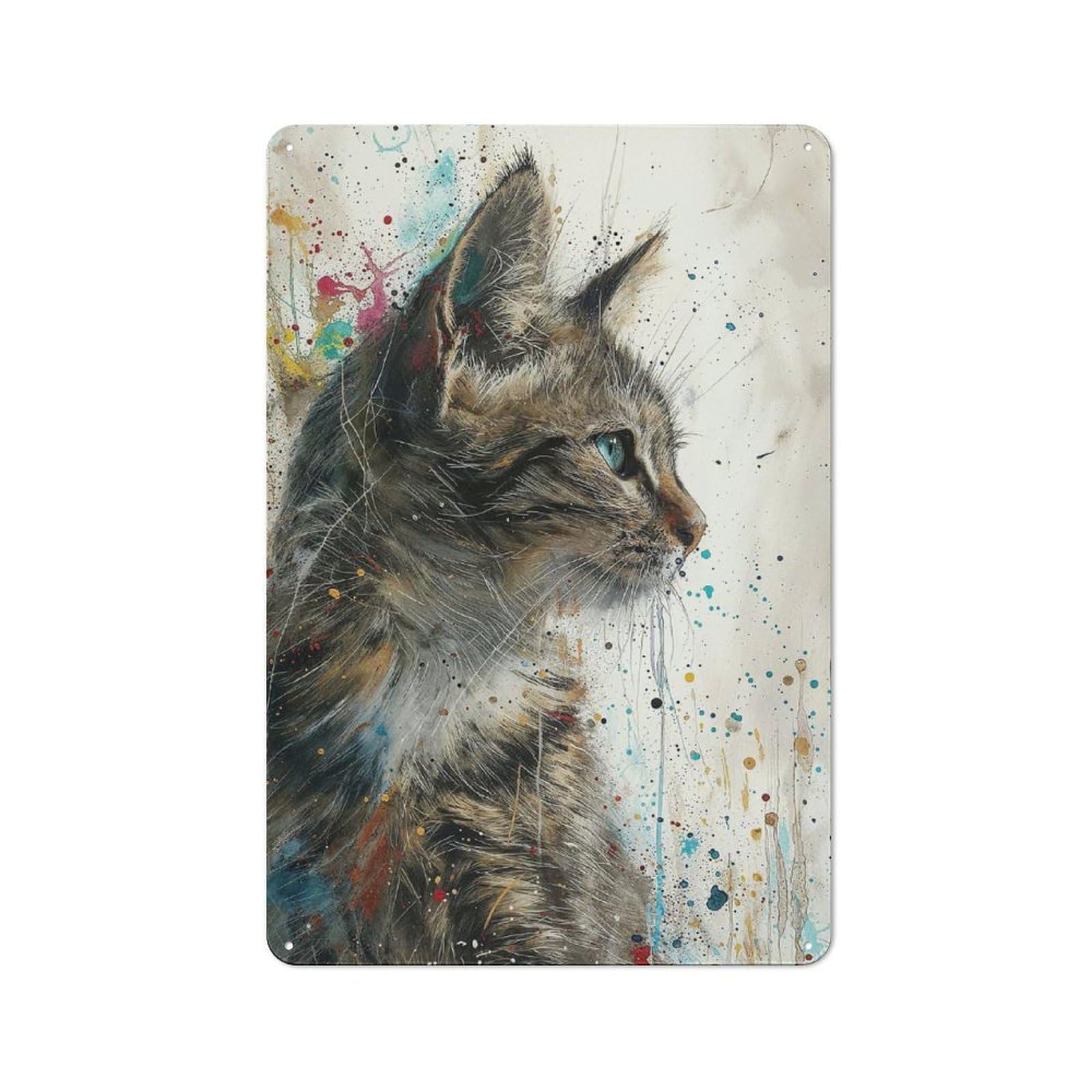 Splattered Whiskers Decorative Metal Plaque 30x20cm, Garage Style Shed Wall Plaque for Workshop, Basement, Shed Or Games Room