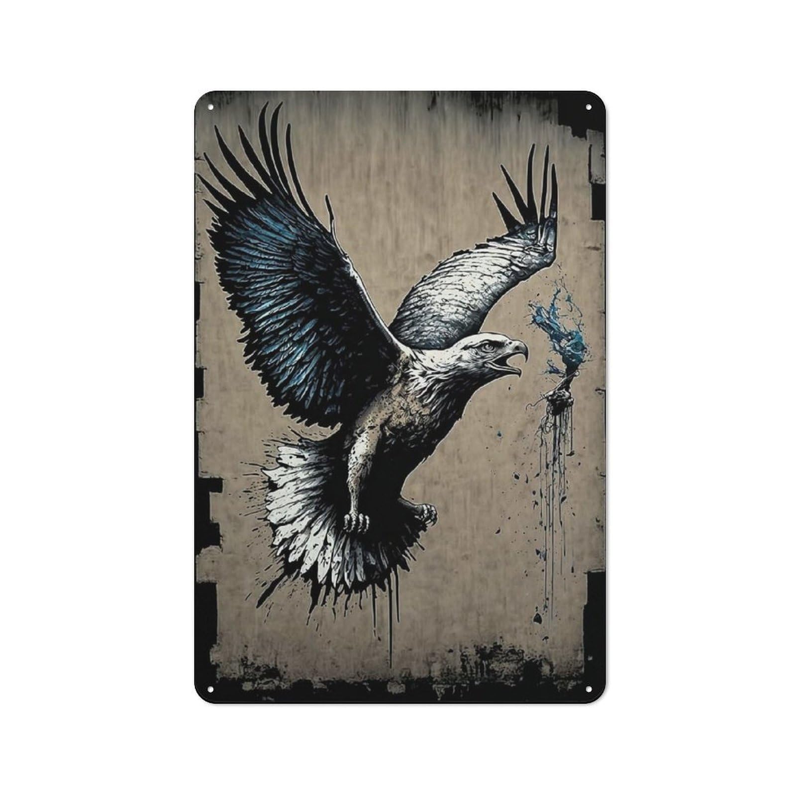 Junmoney Flying Eagle Classic Tin Wall Sign 30X20cm, Diner Style Decor For Coffee Bar, Kitchen, Bistro Or Tea Corner