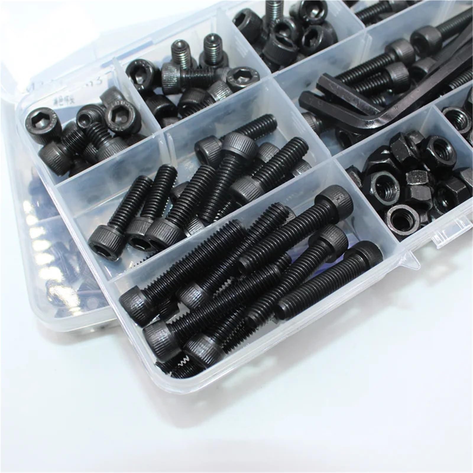Juego De Tornillos Y Tuercas Tornillo y tuerca de cabeza hexagonal, M2, M3, M4, M5, M6, acero al carbono 12,9, tornillos Allen máquina, surtido tuercas(M5 242pcs)
