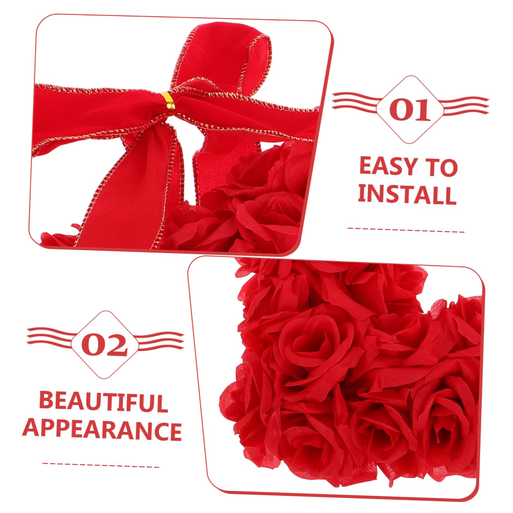 Cabilock Guirnalda Colgante de Corazones Rojos para San Valentín y Bodas, Ligera de Tela, Decoración Romántica para Puertas y Fiestas de Pareja