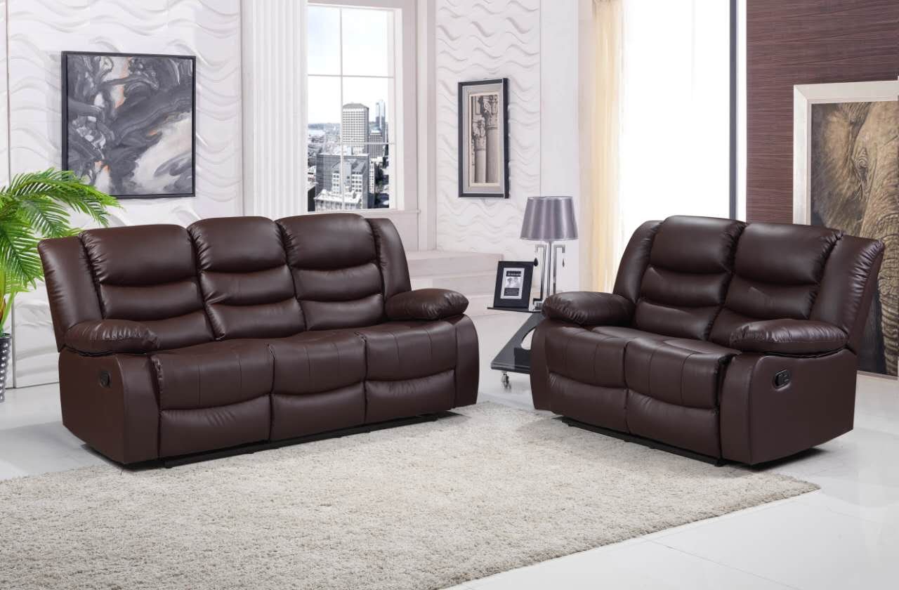 Roma Leather Recliner Sofa 3+2 Seater Luxury Sofa in Brown