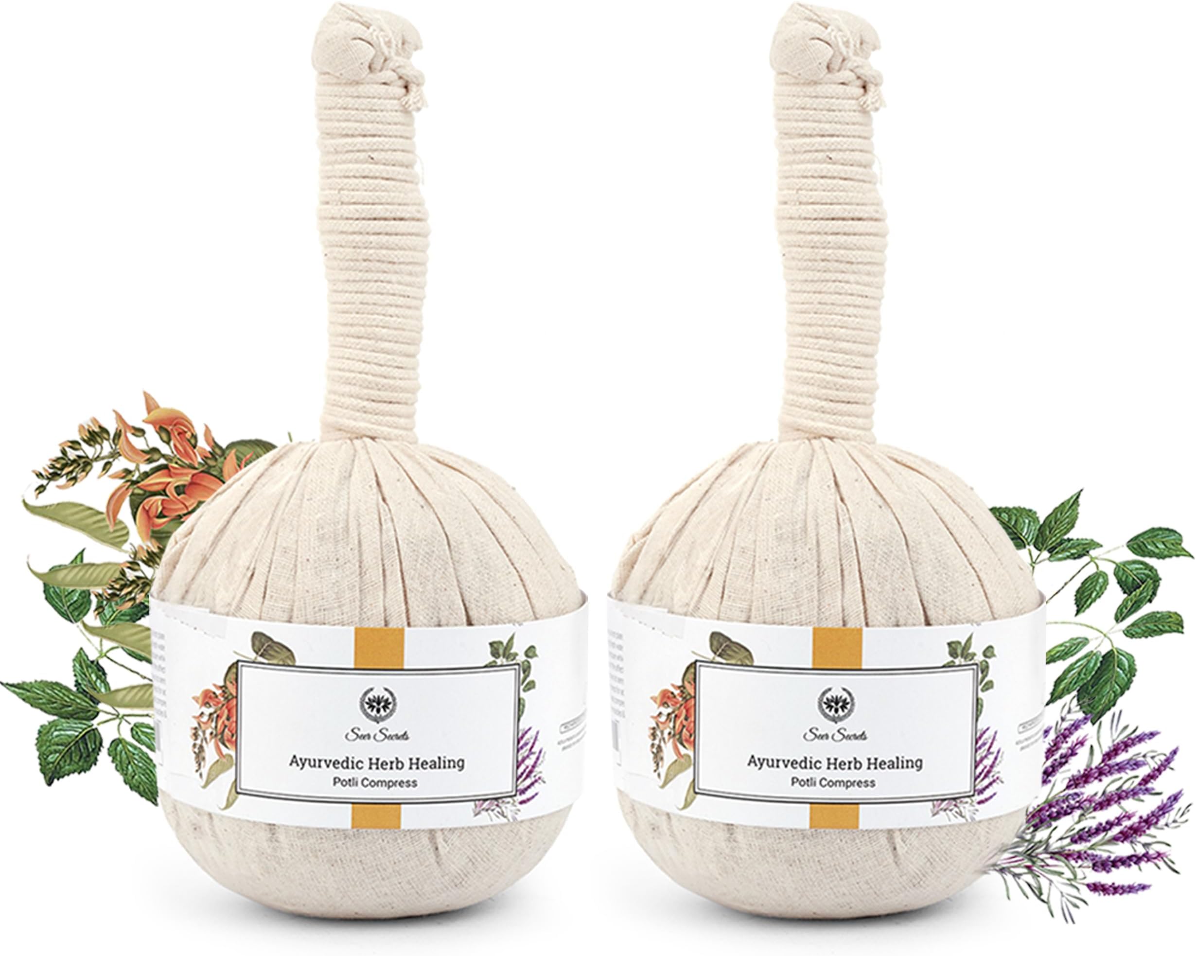 Seer Secrets 100% Natural Healing Ayurvedic Herbal Pain Relief Head Potli Compress (Pack of 2))