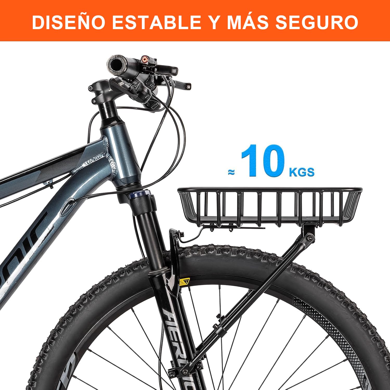 CXWXC Cesta para bicicleta con portaequipajes delantero – Gran cesta delantera para bicicleta con soportes de sujeción – Cesta delantera de aluminio de gran capacidad