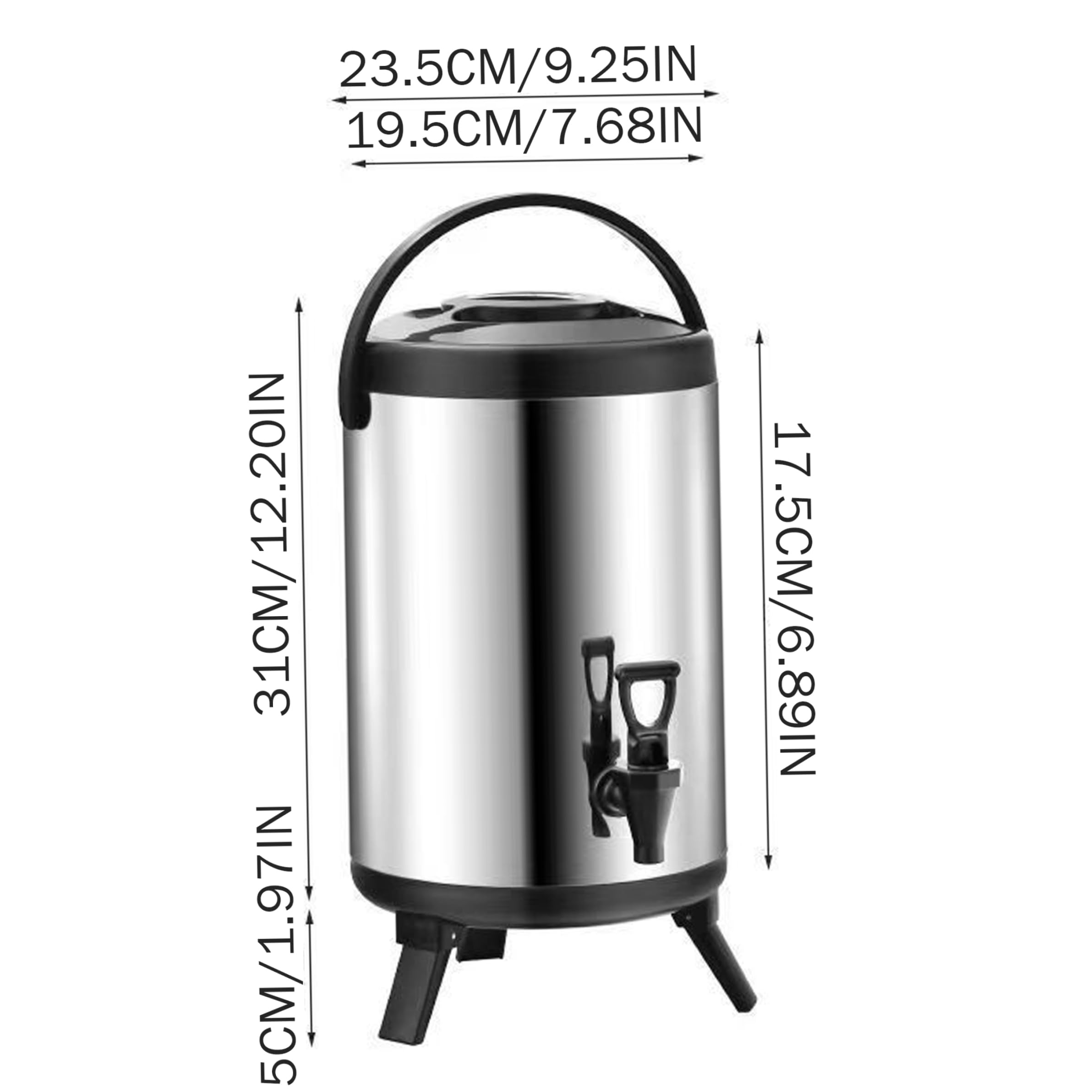 Dispenser per bevande isolato - Urna da caffè in acciaio inossidabile da 6 litri con ritenzione della temperatura a lunga durata, per bancarelle di cibo e negozi per la colazione, nero