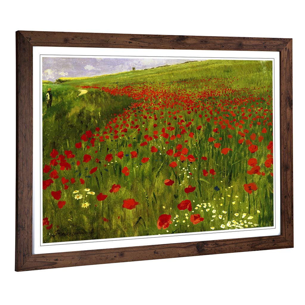 Big Box Art Framed Print of Pal Merse Meadow with Poppies Design | Wall Art Picture | Home Decor for Kitchen, Living, Dining Room, Bedroom, Hallway, Office, Walnut, A2 / 24.5x18 Inch / 62x45cm