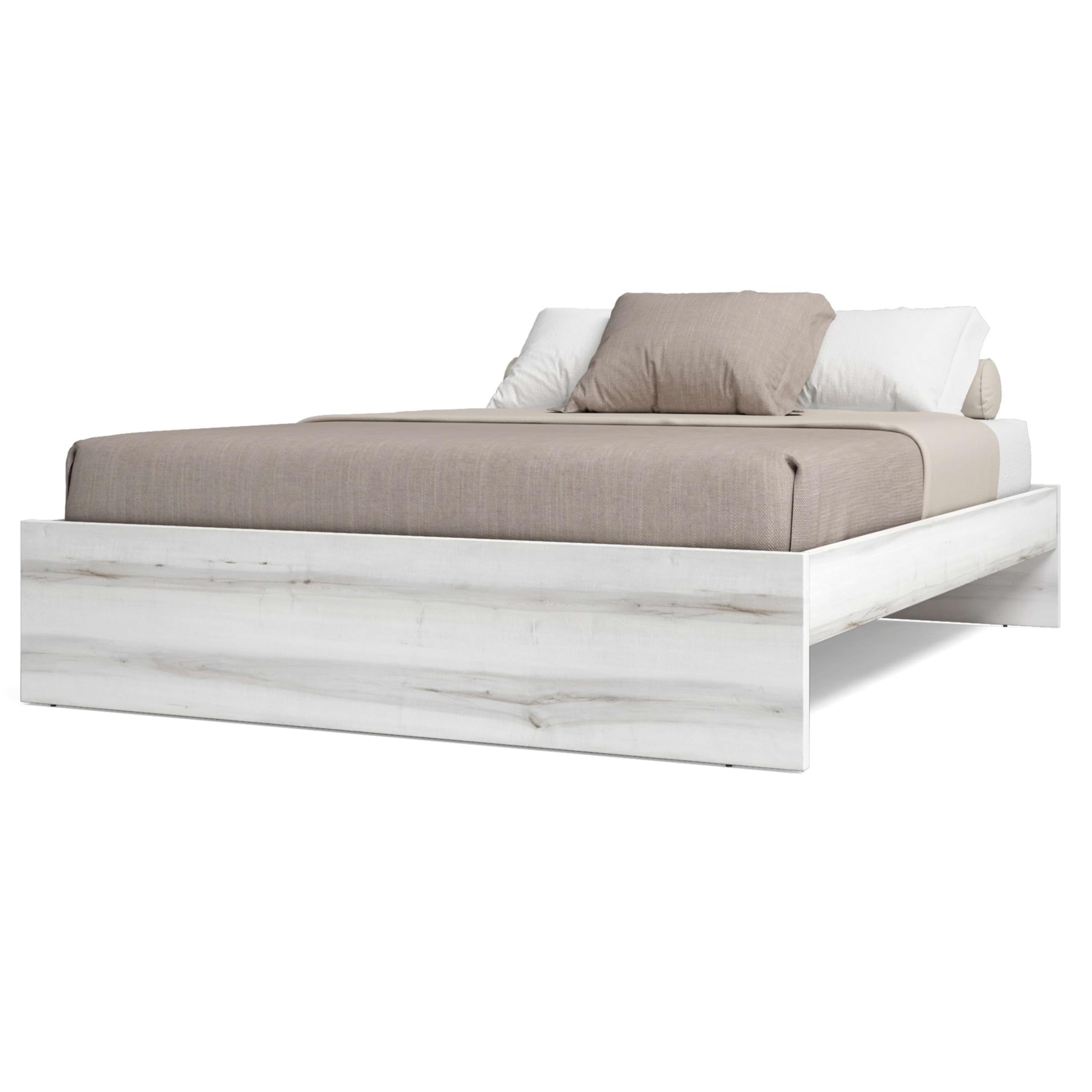 Miroytengo Cama para Dormitorio Habitación de Matrimonio Aro Estilo Contemporáneo en Color Blanco 150x190 cm