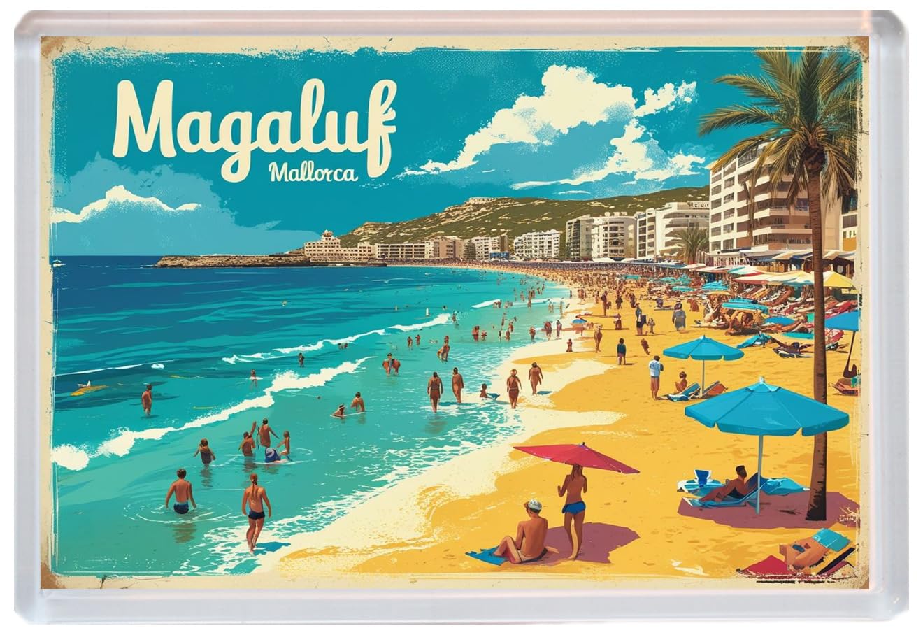 Baked Bean Store Multicolor Magaluf - Mallorca - Jumbo Artistic Fridge Magnet 96 X 67Mm Bbsfhm1905