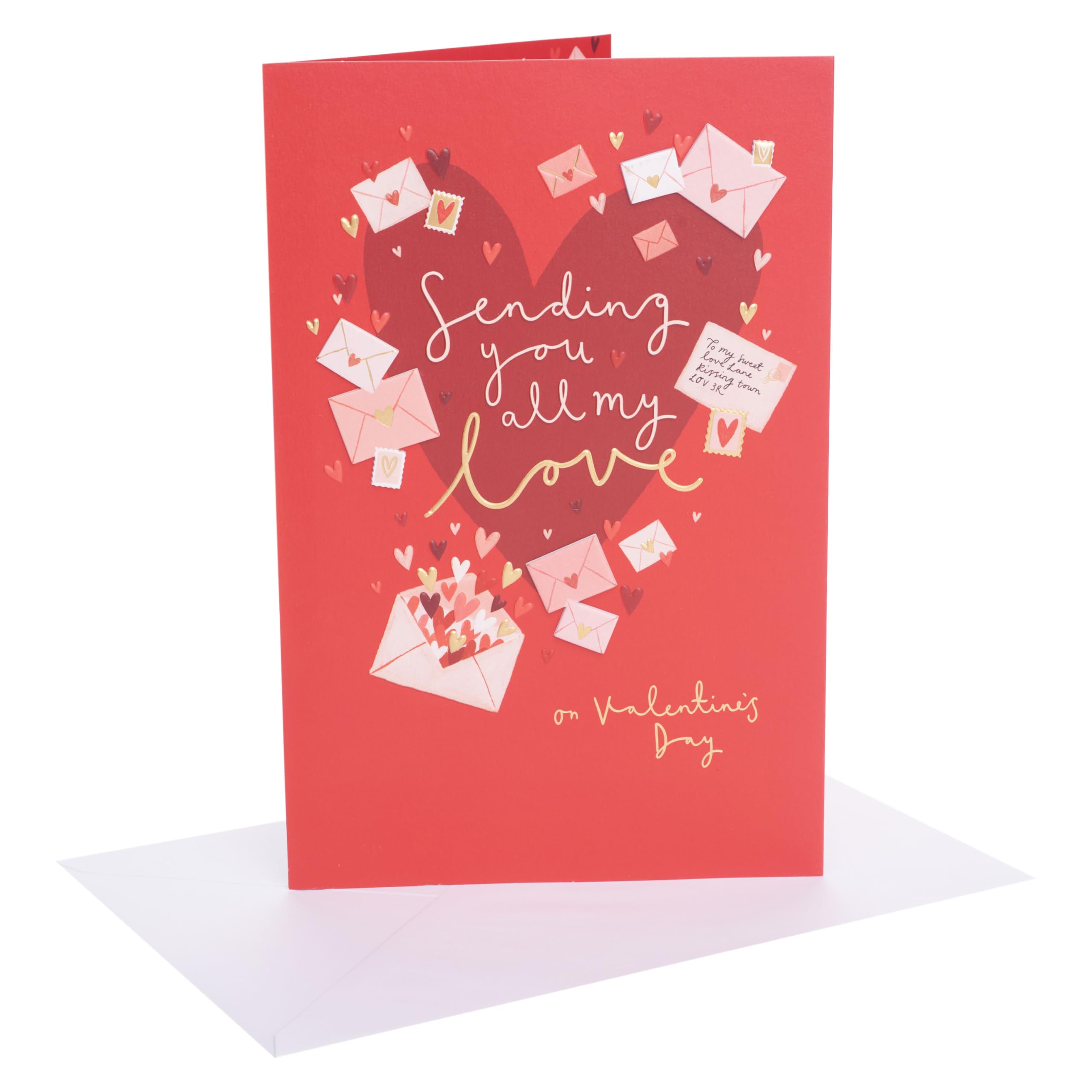 UK Greetings | Valentine's Day Card for One I Love | I Love You Presents | Her/Him | Envelope of Hearts Design | With Envelope | 19.4 x 29.5 cm