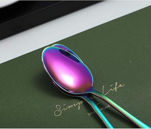 Miniatura 5 de Kyraton - Cucharas de té de acero inoxidable de 6.7 pulgadas con chapado de titanio colorido, cucharas de helado, cuchara de postre, cuchara de