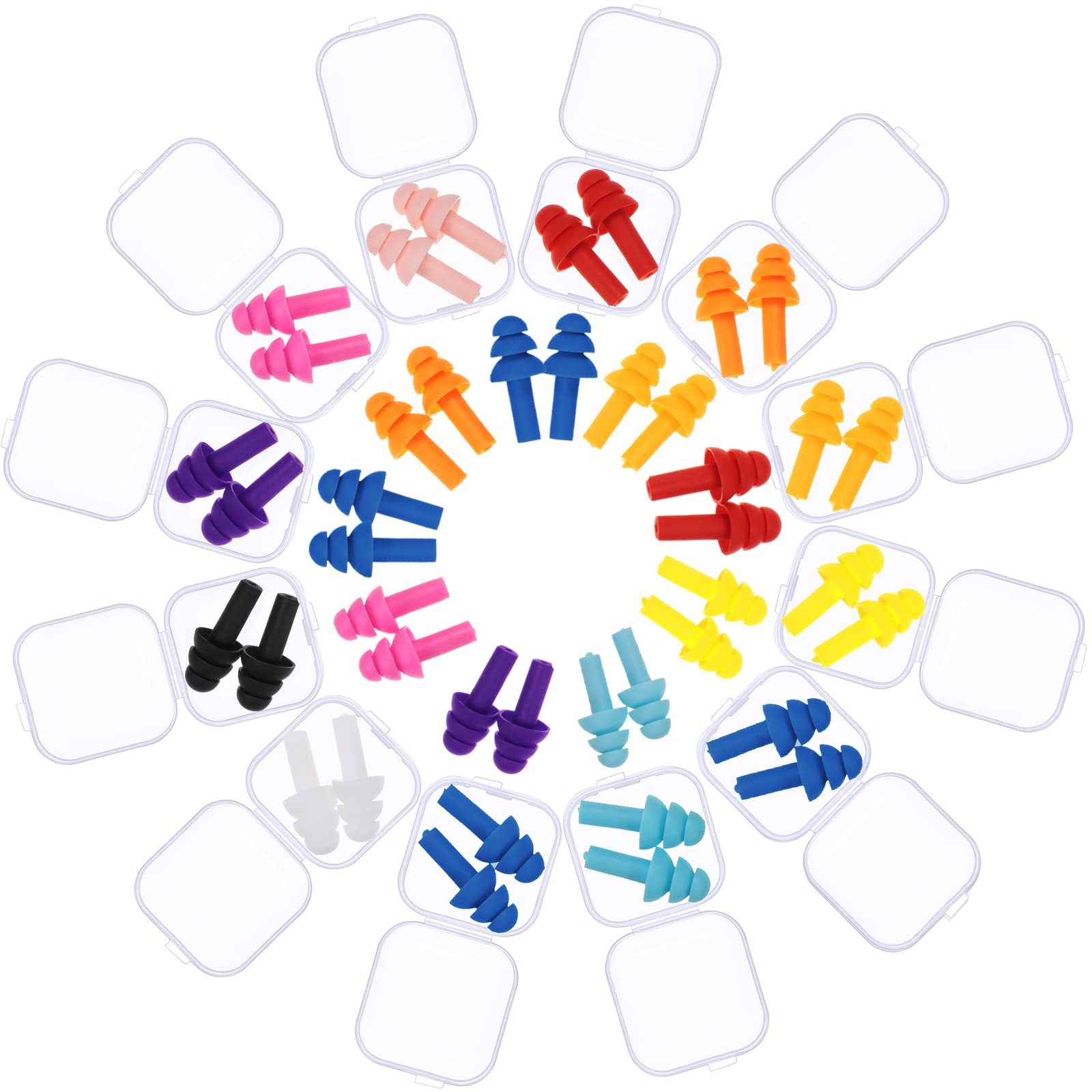 bbto Ear Plugs Silicone Ear Plugs Waterproof Reusable Earplugs Noise Reduction Earplugs for Adults Kids Sleeping Snoring Swimming Travel Concerts, Assorted Color (Bright Colors, 48 Pairs)-picture-38