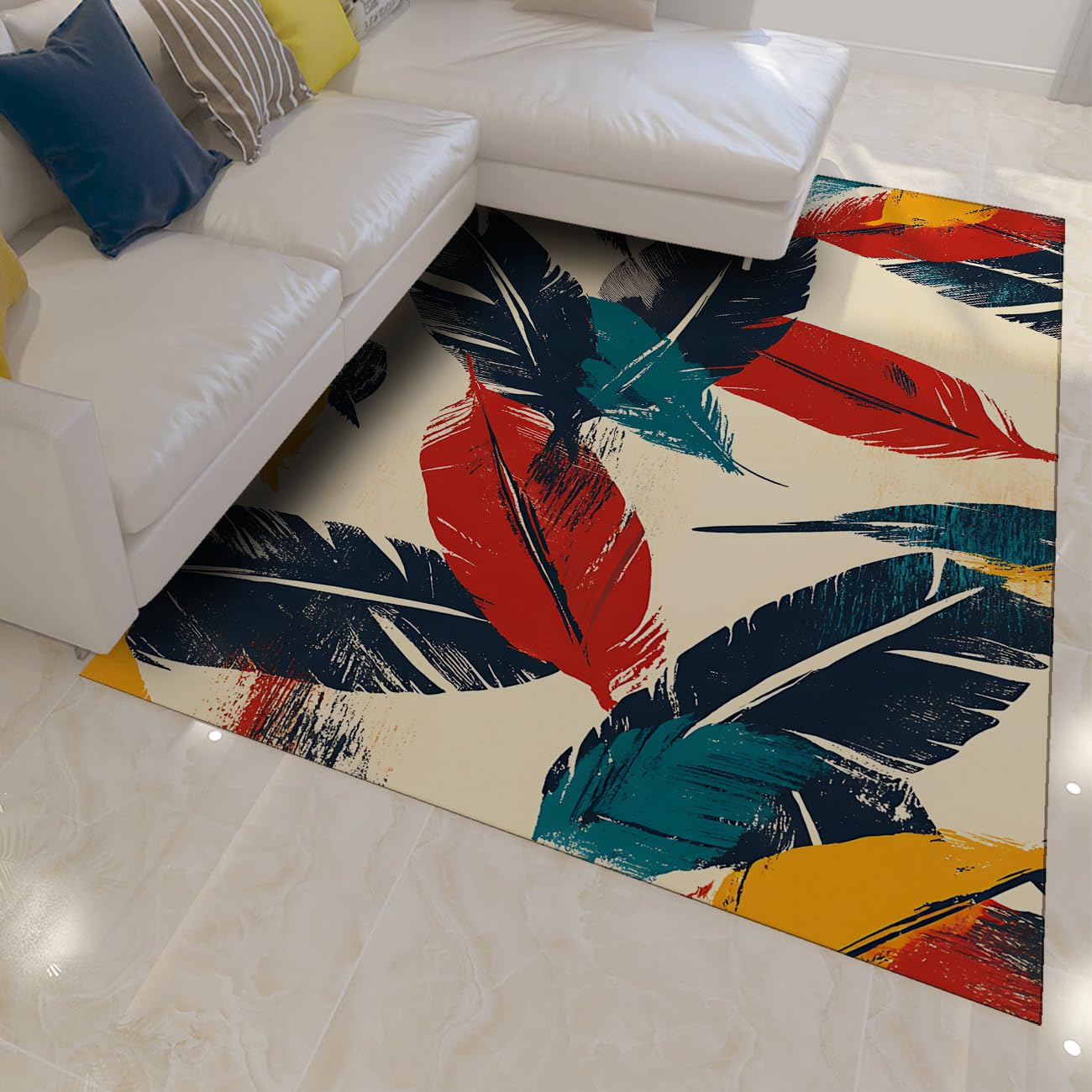 Natura inspirowany piórami dywan antypoślizgowy nadruk Tpr Back Southwest Aztec Washable Dywan do sypialni 60 x 120 cm