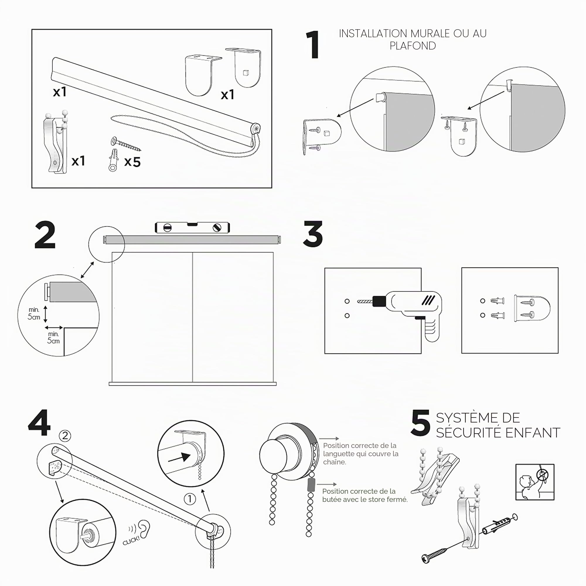 Blindecor 110311200 Store enrouleur uni Transparent 140 x 200 cm Lin