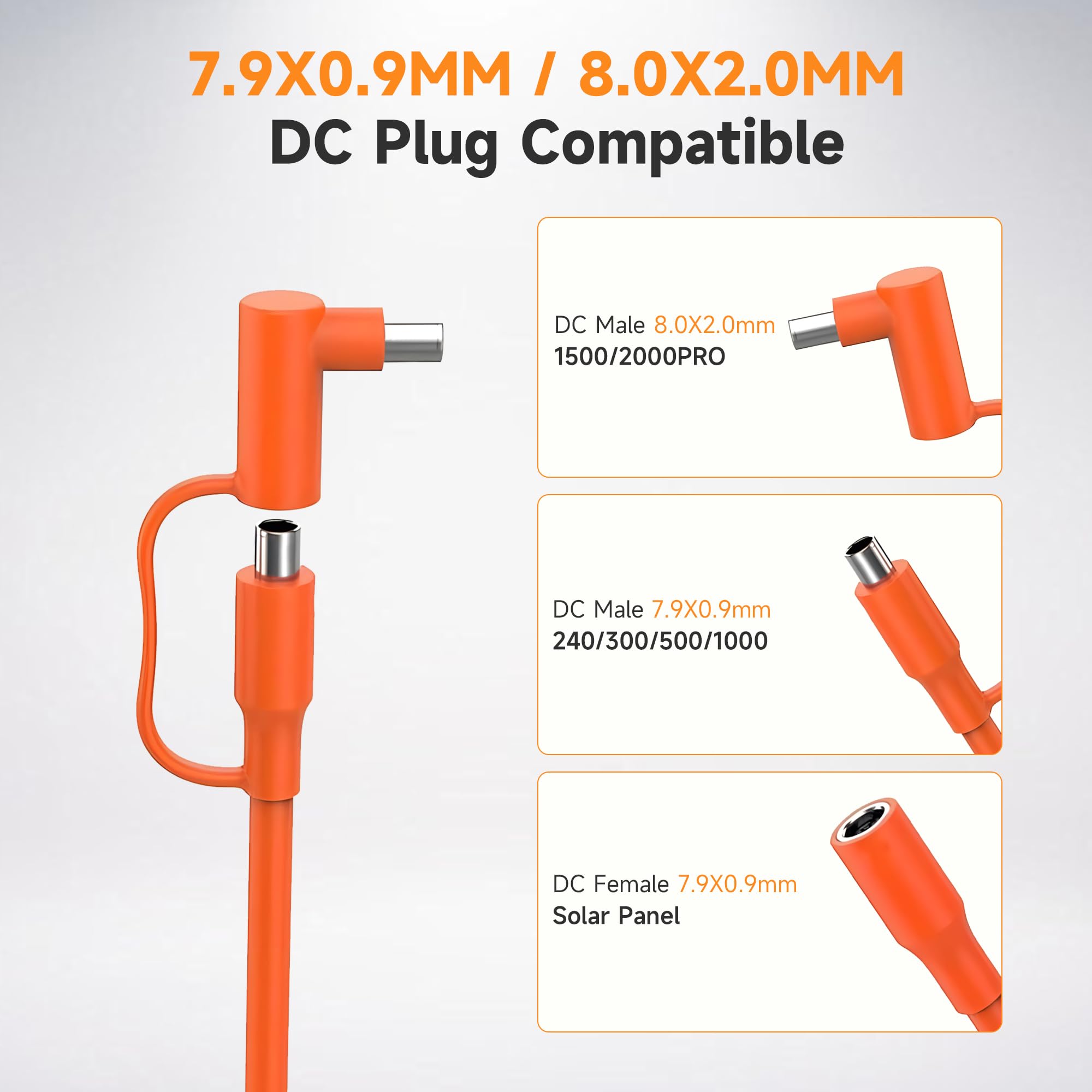 8mm DC Verlängerungskabel für Powerstation, 14AWG Solarpanel Kabel DC7909 auf DC8020, Kompatibel mit Jackery, BLUETTI, Anker, ECOFLOW, Westinghouse Solargeneratoren