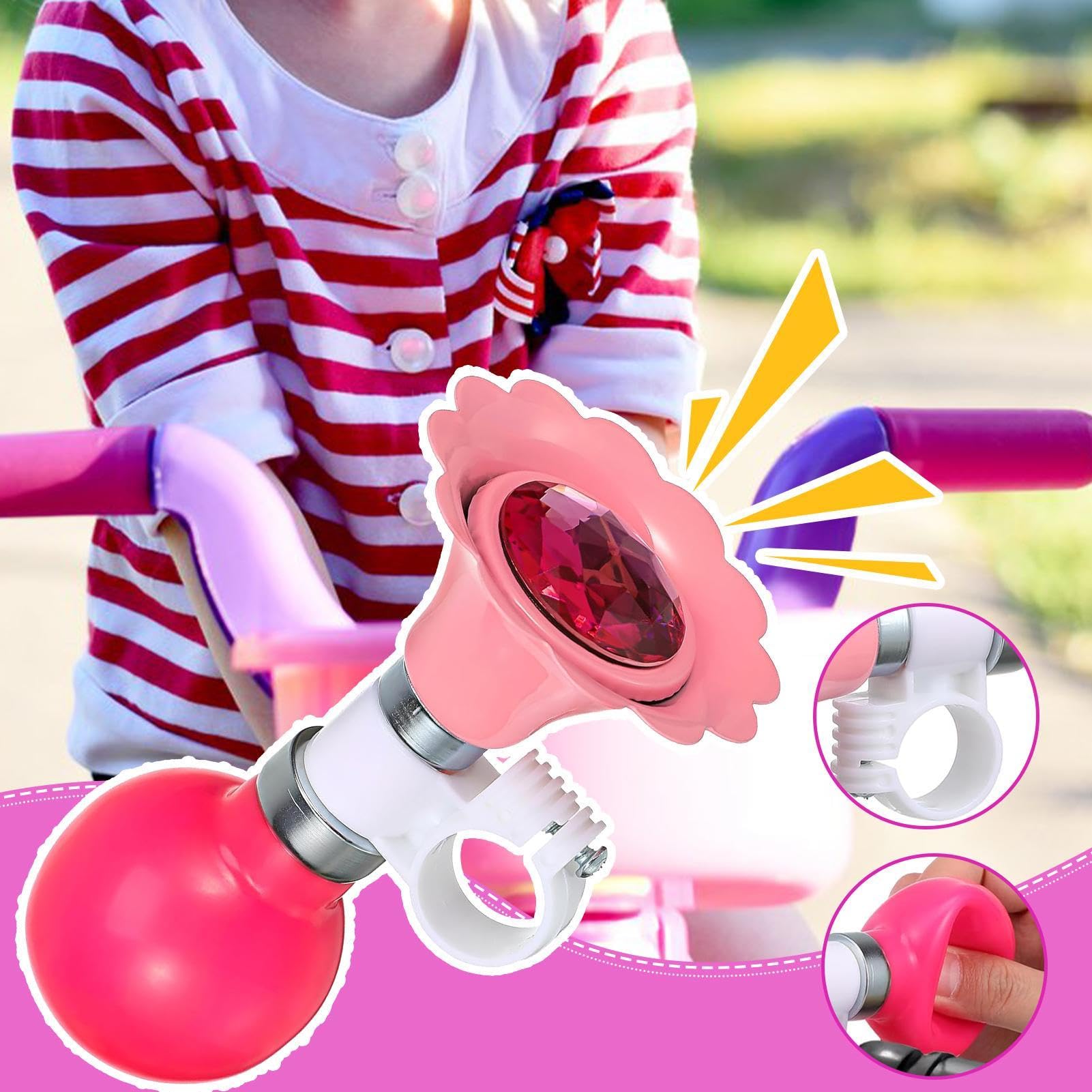 Bocina de bicicleta para niños, manillar de patinete, bocina de aire para apretar, bocina de ciclo de sonido fuerte para niños, niños, niñas
