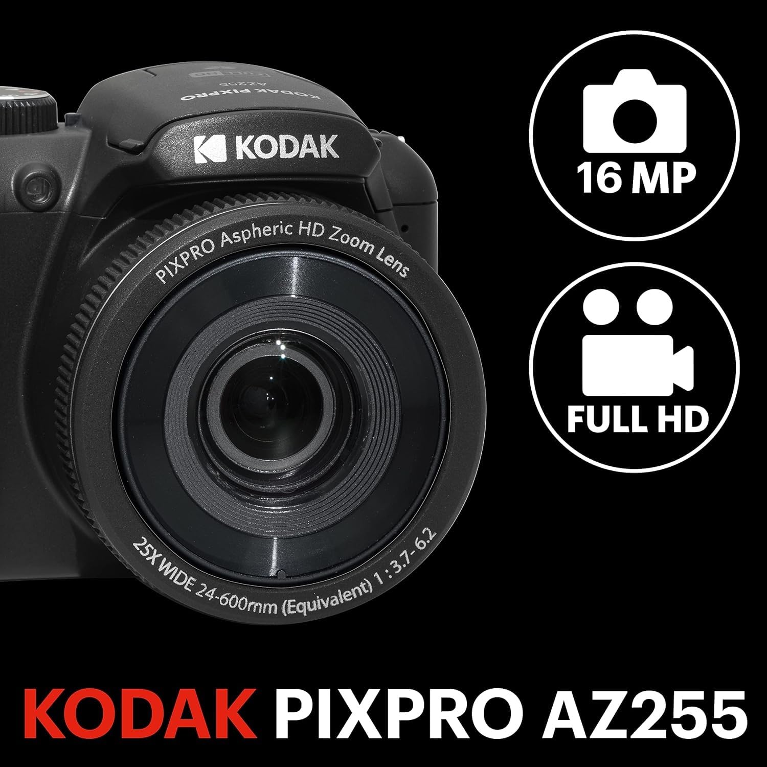 Amazon.com : Kodak PIXPRO AZ255 Digital Camera (Black) Bundle with