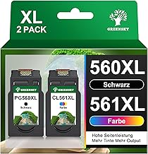 GREENSKY 560 561 Patronen XL Ersatz für Canon Druckerpatronen 560 561 XL PG560XL CL-561XL für Canon Pixma TS5350i Patronen TS5350 TS7450 TS7451 TS7450i TS5351 TS5351i TS5351a TS5352 (1Schwarz, 1Farbe)