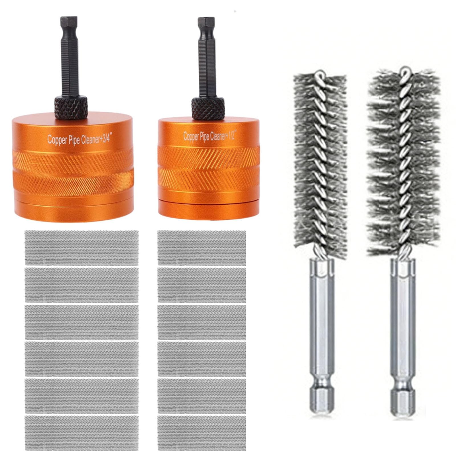 Nettoyeur de tuyaux en cuivre GIONAR pour perceuse avec brosses 15 et 22 mm