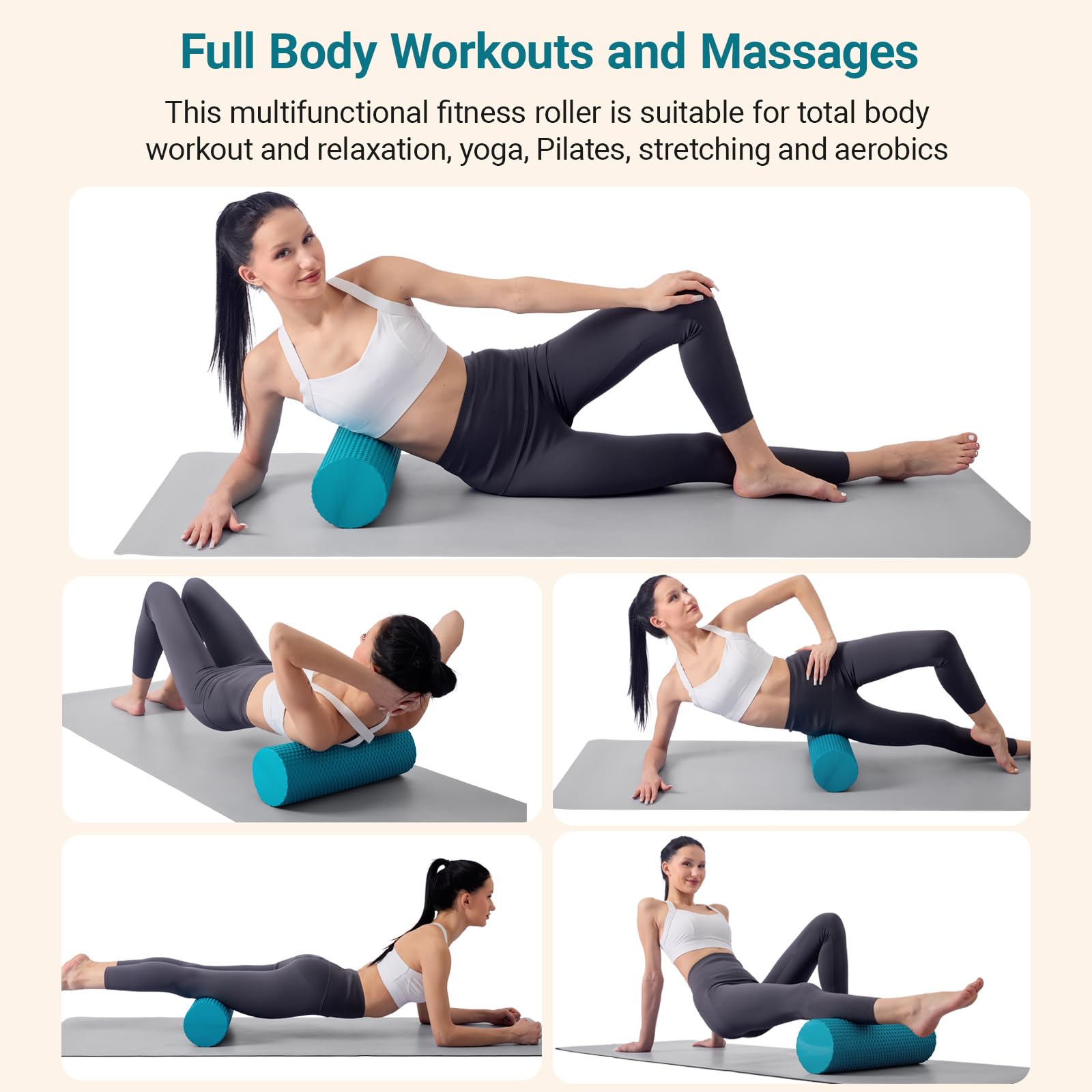 Faszienrolle Wirbelsäule Rücken 45×15cm Weich Schaumstoffrolle für Massage und Entspannung, Pilates Rolle für Fitness Dehnen Yoga und Pilates Zu Hause
