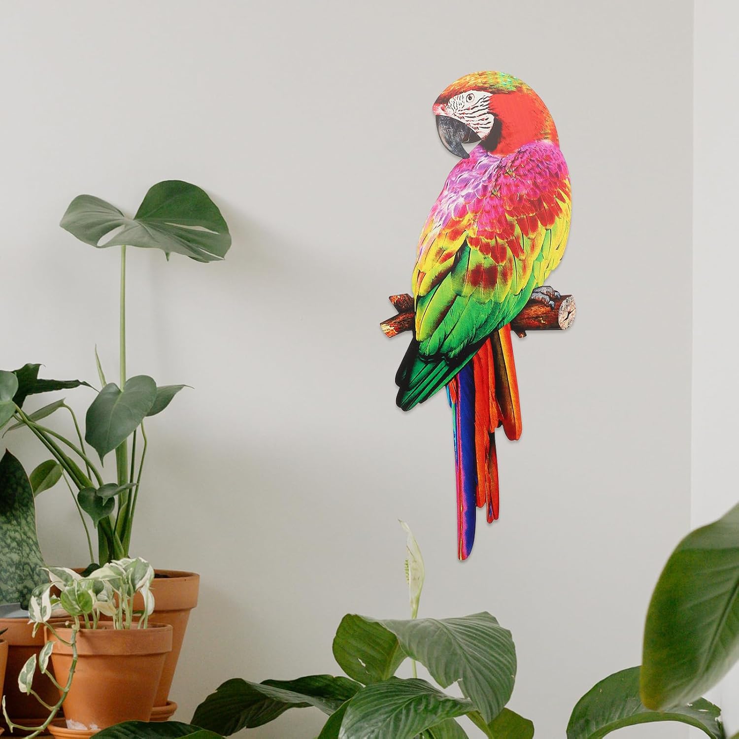 ARTIBETTER Home Decor Large Metal Wall Decor Tropical Bird Toucans Hanging Sculpture Metal Wall Art Pendant for Outdoor Patio Fence Backyard Garden Decoration Red Outdoor