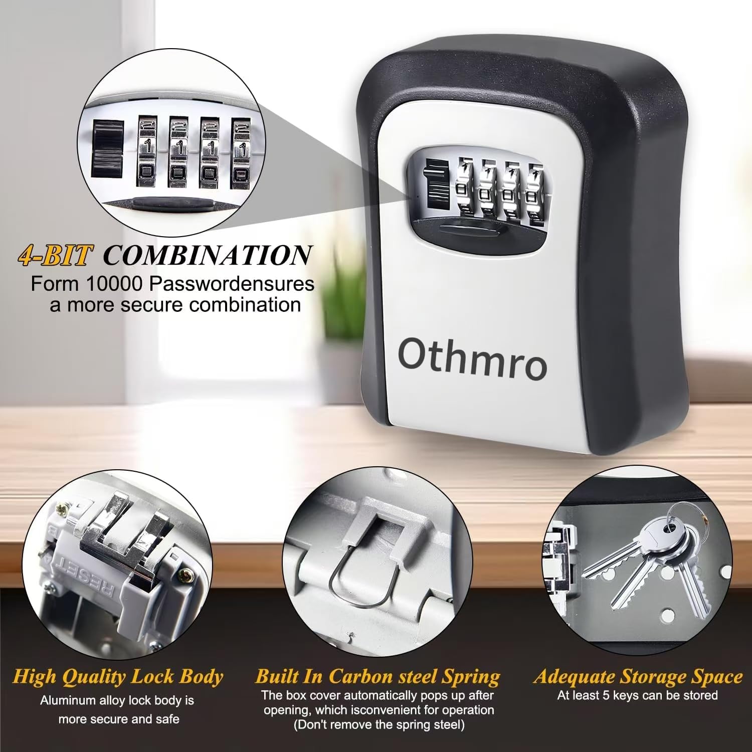 Othmro Key Safe Wall Mounted, Key Safe Box Outdoor All Metal Security Key Cabinet - Image 4